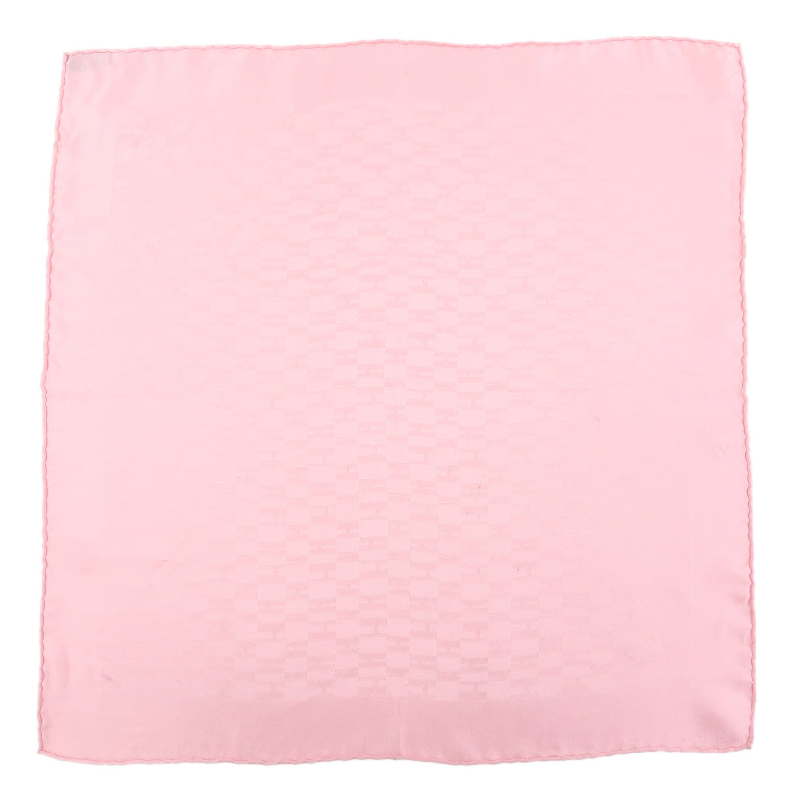 HERMES Pochette Faconnee Grand H Silk 100% Scarf Pocket Square Pink