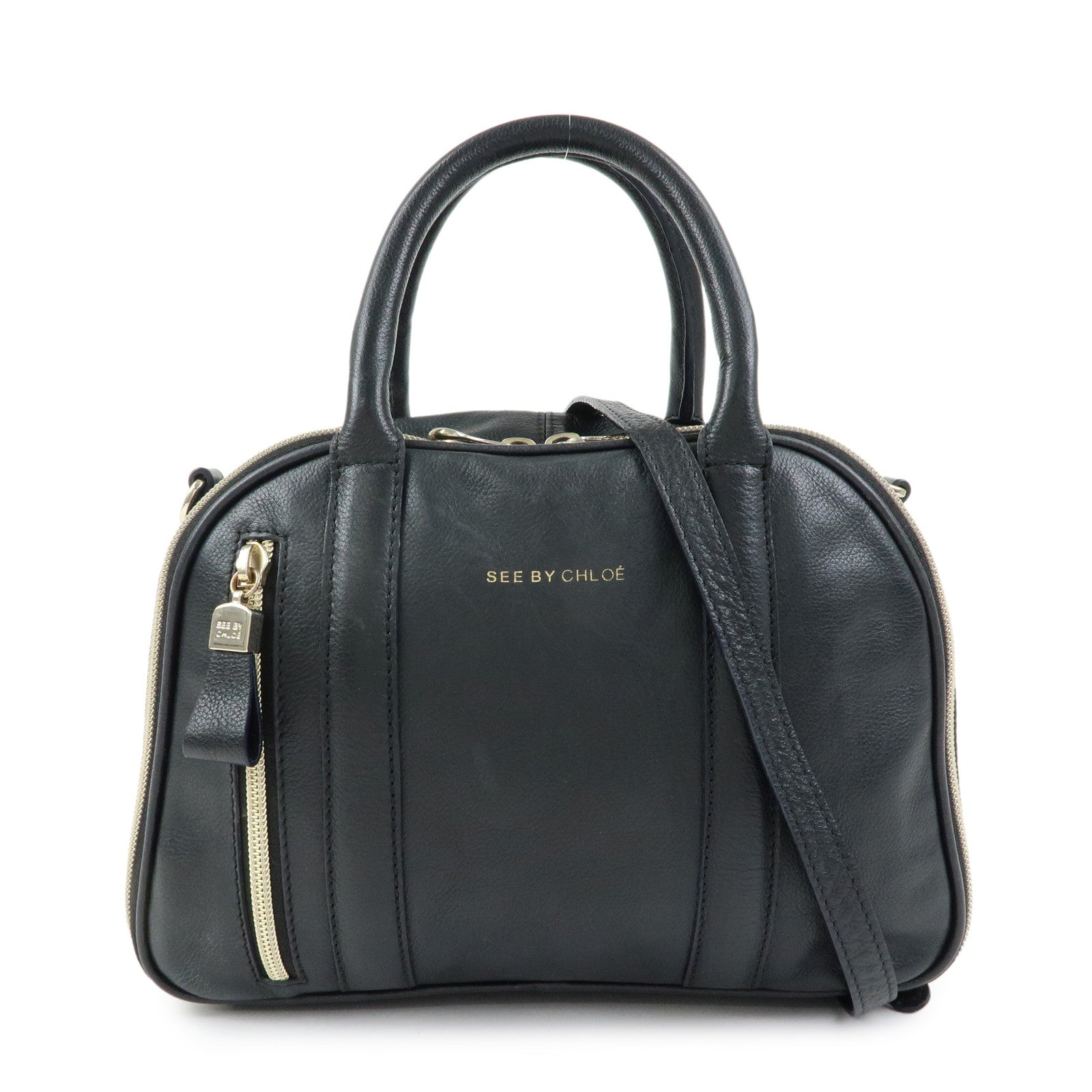Chloe See By Chloe Leather 2Way Bag Shoulder Bag Hand Bag Black