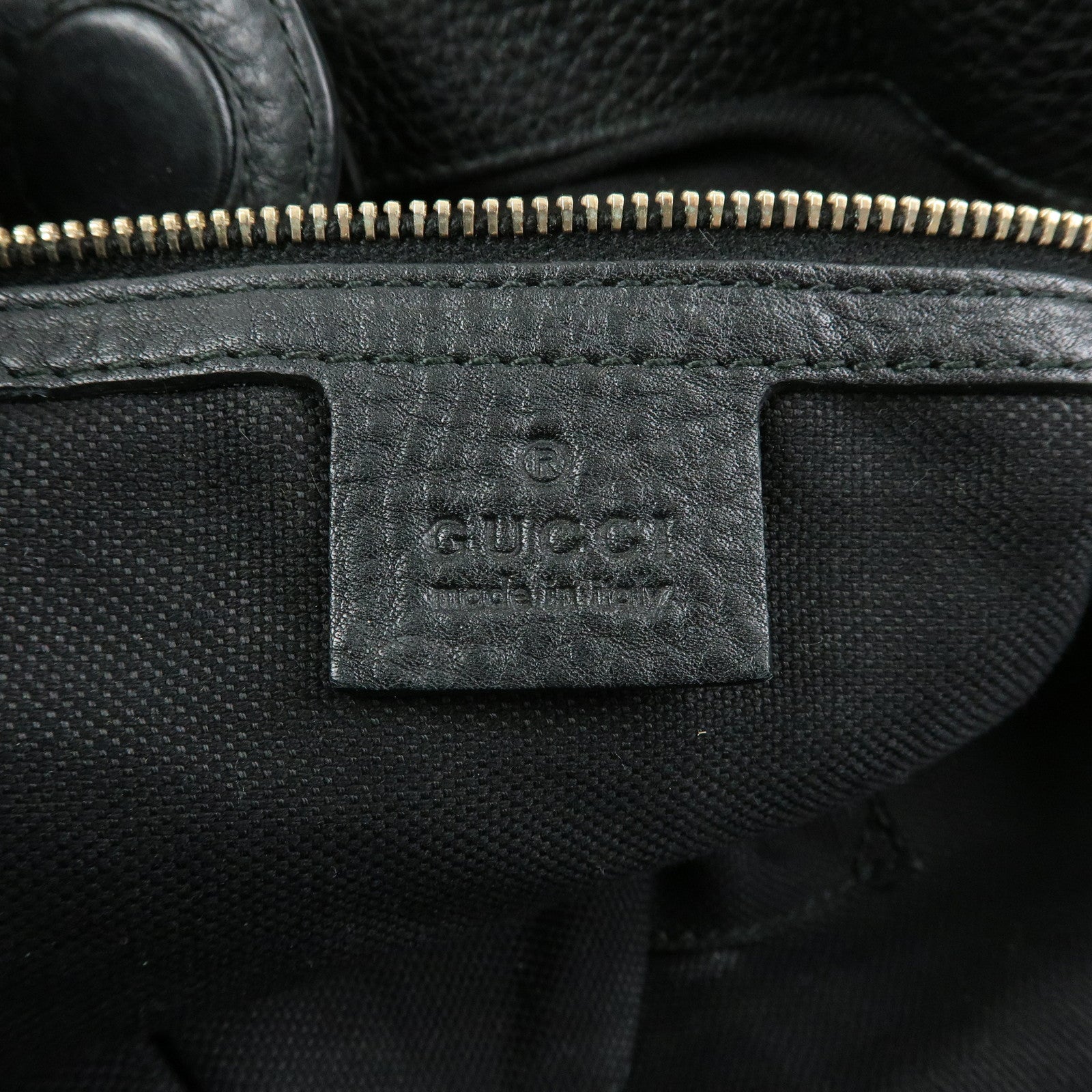 GUCCI Bamboo Shopper Leather 2Way Bag Tote Bag Black 323663