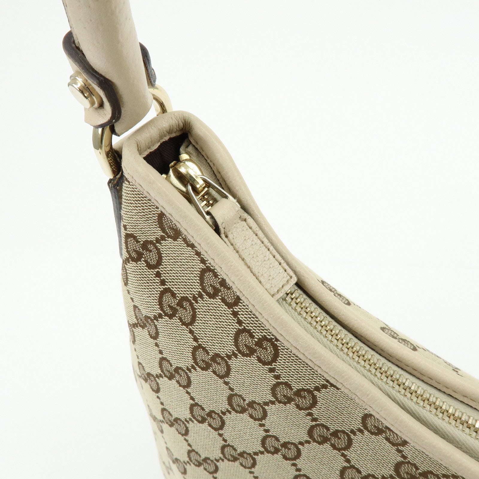 GUCCI Abbey GG Canvas Leather Shoulder Bag Hand Bag Beige 130737
