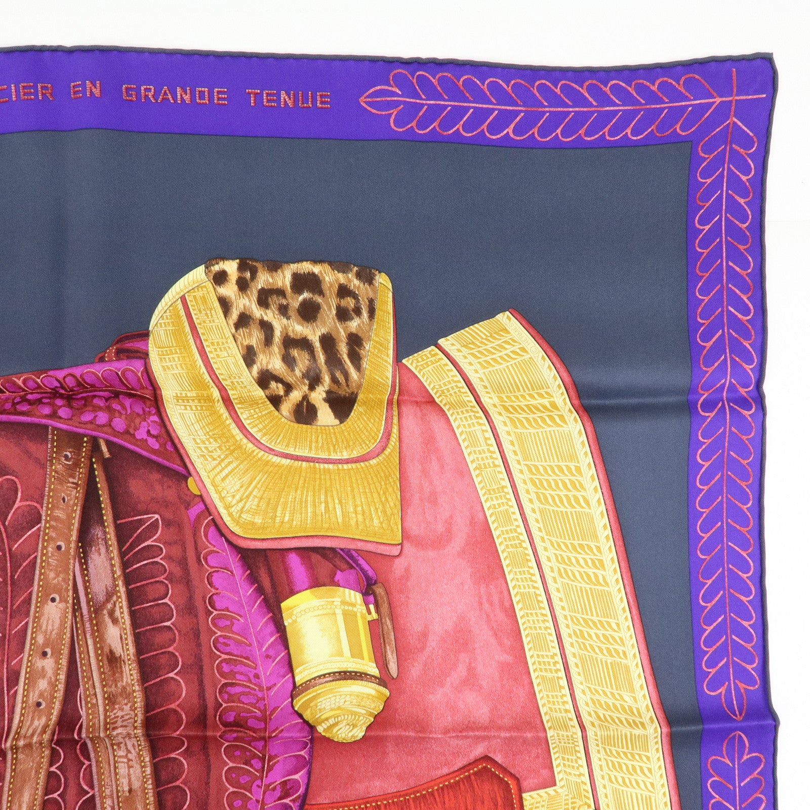HERMES Carre 65 Set of 2 Silk 100% Scarf Black Purple Blue