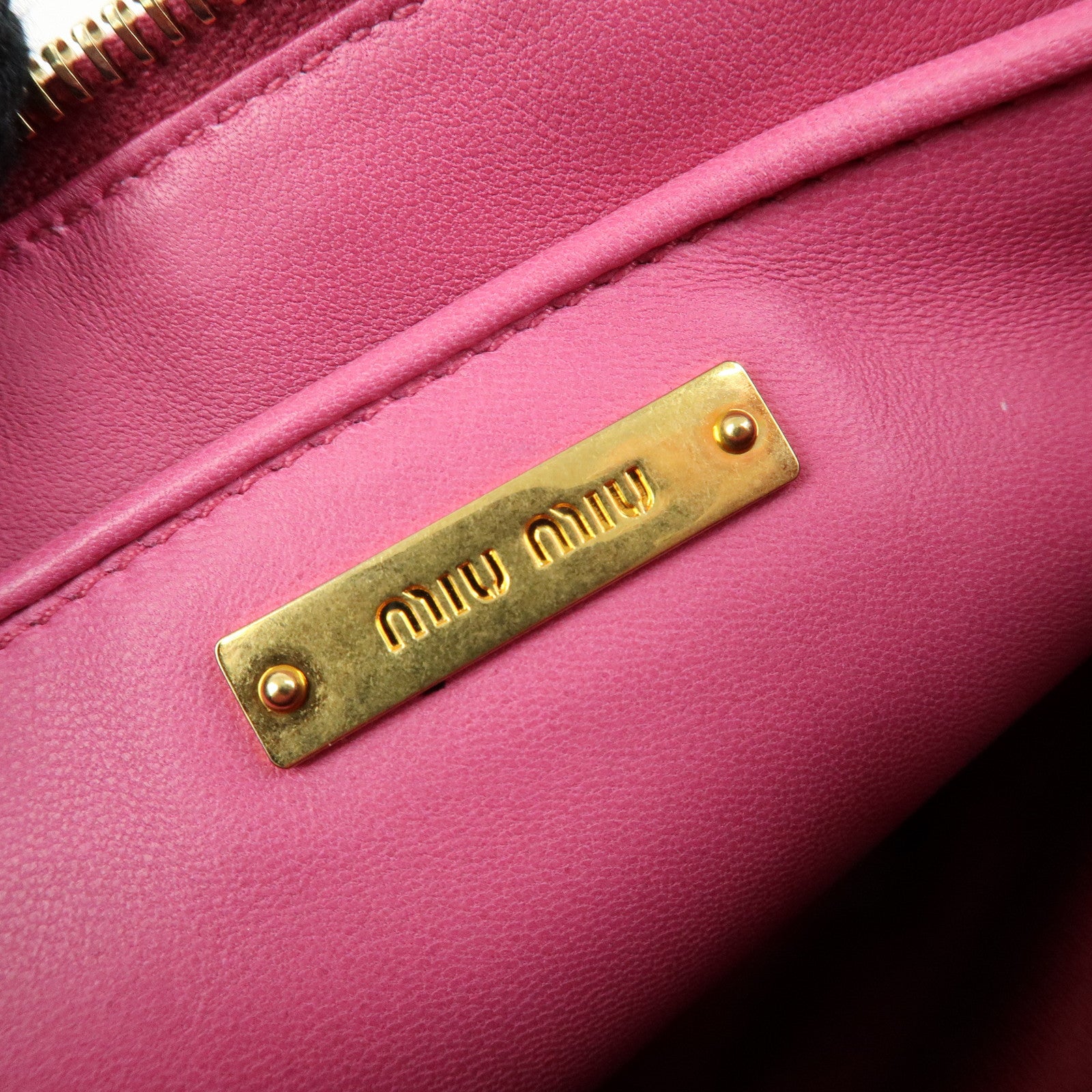 MIU MIU Matelasse Nappa Leather Clutch Bag Wristlet Bag Pink 5N1455