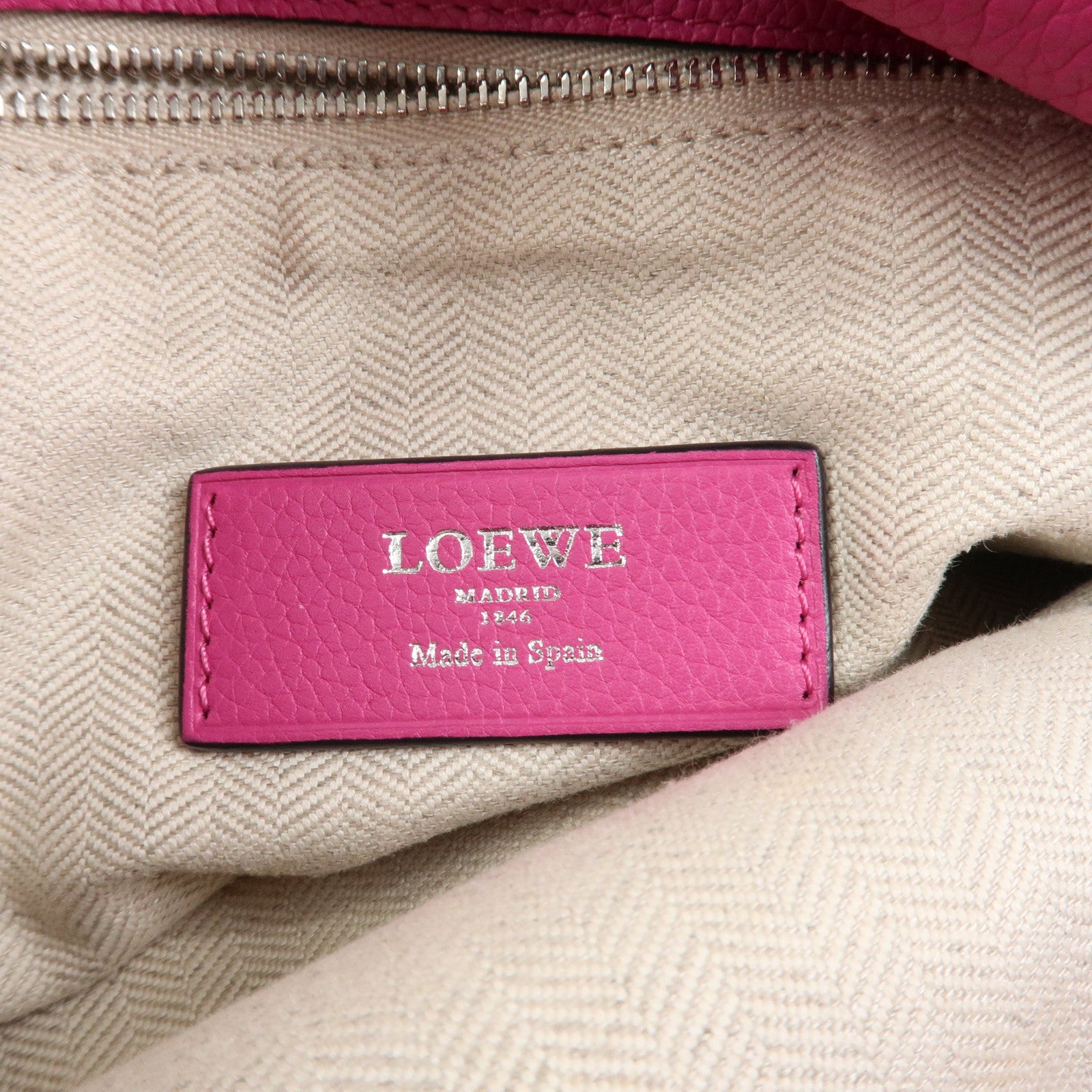 LOEWE Logo Dunas Anagram Leather Hand Bag Shoulder Bag Pink