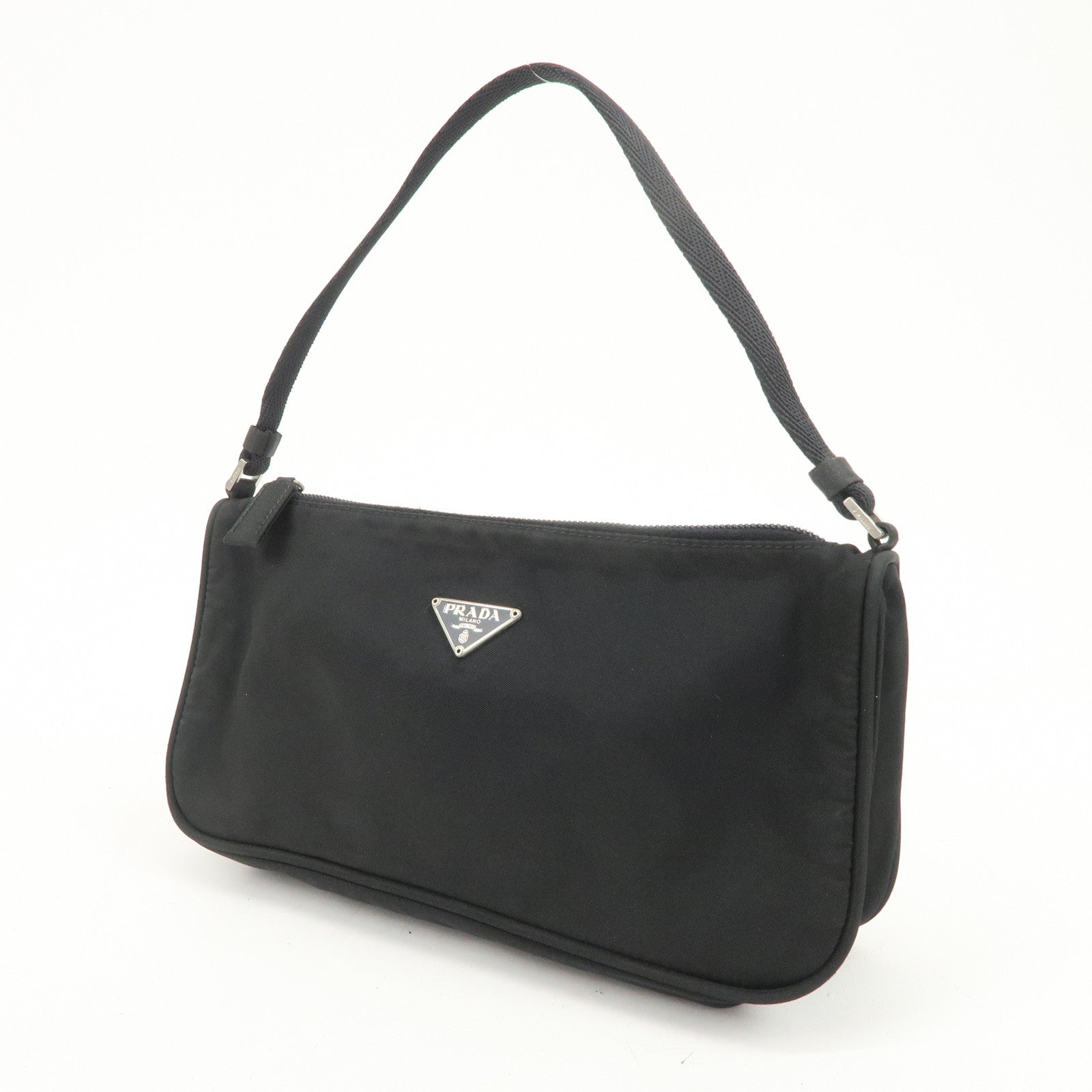 PRADA Triangle Logo Nylon Pouch Hand Bag Cosmetic Pouch Purse MV633