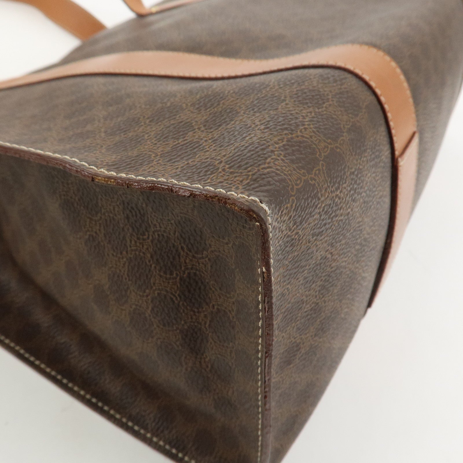CELINE Macadam PVC Canvas Leather Tote Bag Shoulder Bag Brown