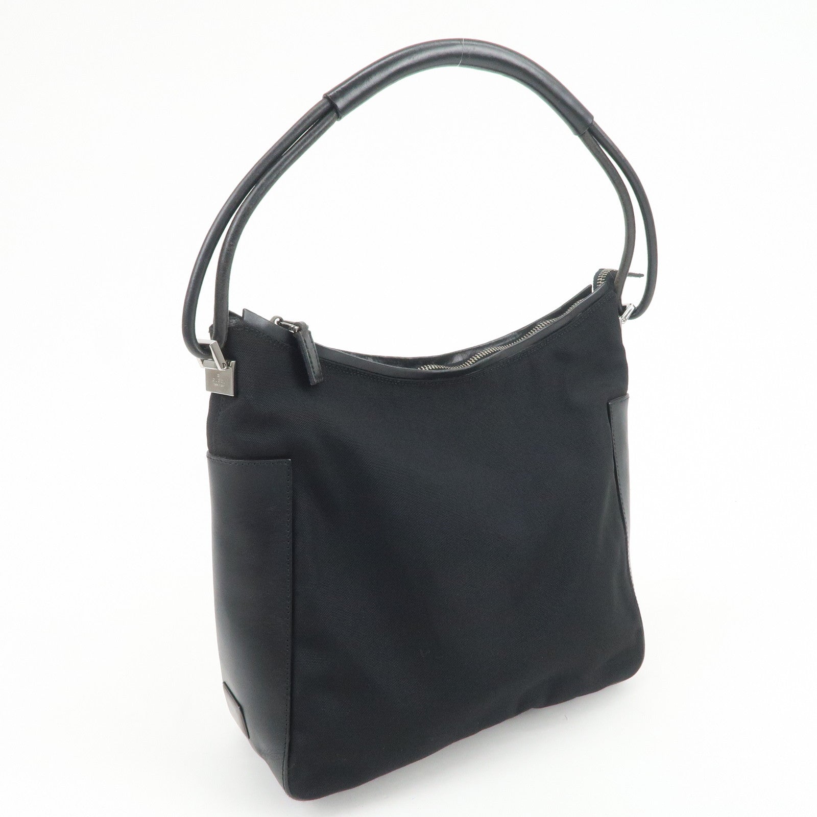 GUCCI Nylon Leather Shoulder Bag Hand Bag Black 001 ・3766
