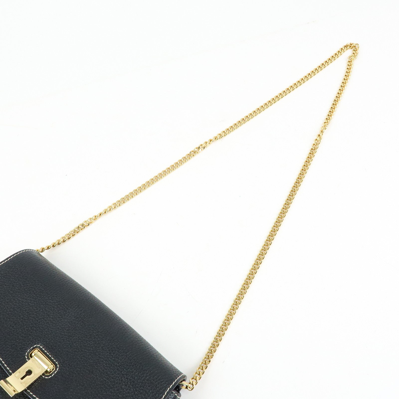 BALLY LEENA 2Way Lock Me Chain Shoulder Crossbody Clutch Bag Black