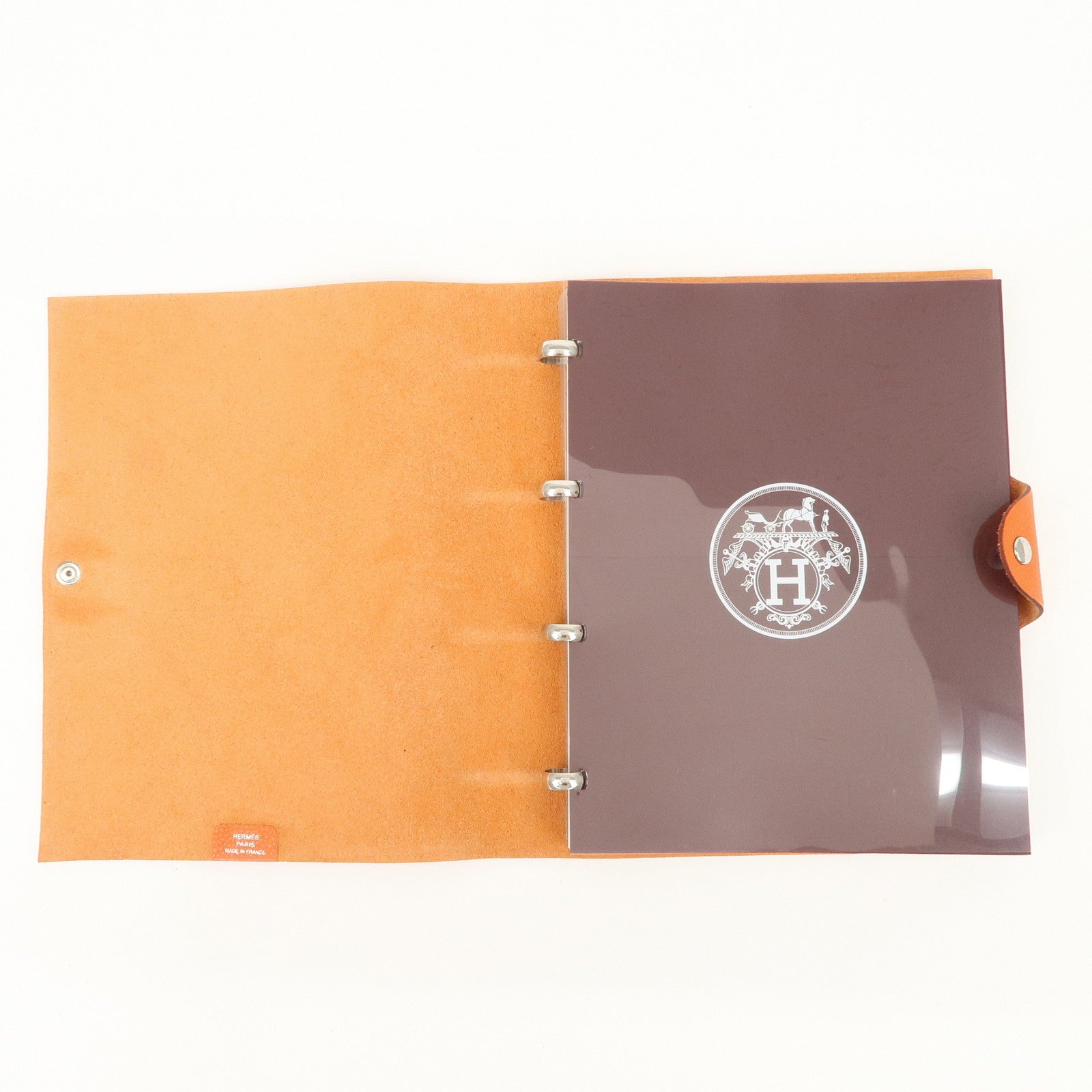 HERMES Togo Leather Ulysse MM □J Stamped Notebook Cover Potiron Orang