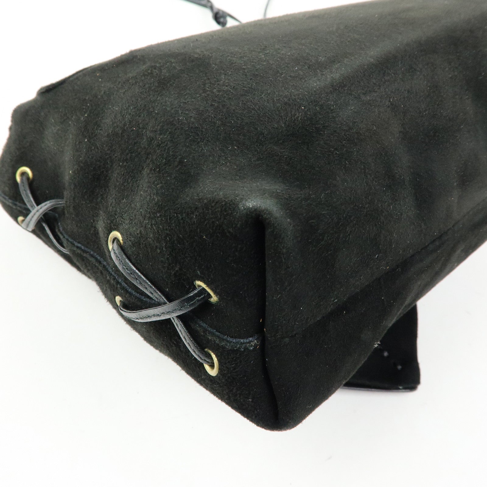 GUCCI Heart Suede Leather Shoulder Bag Crossbody Bag Black 95107