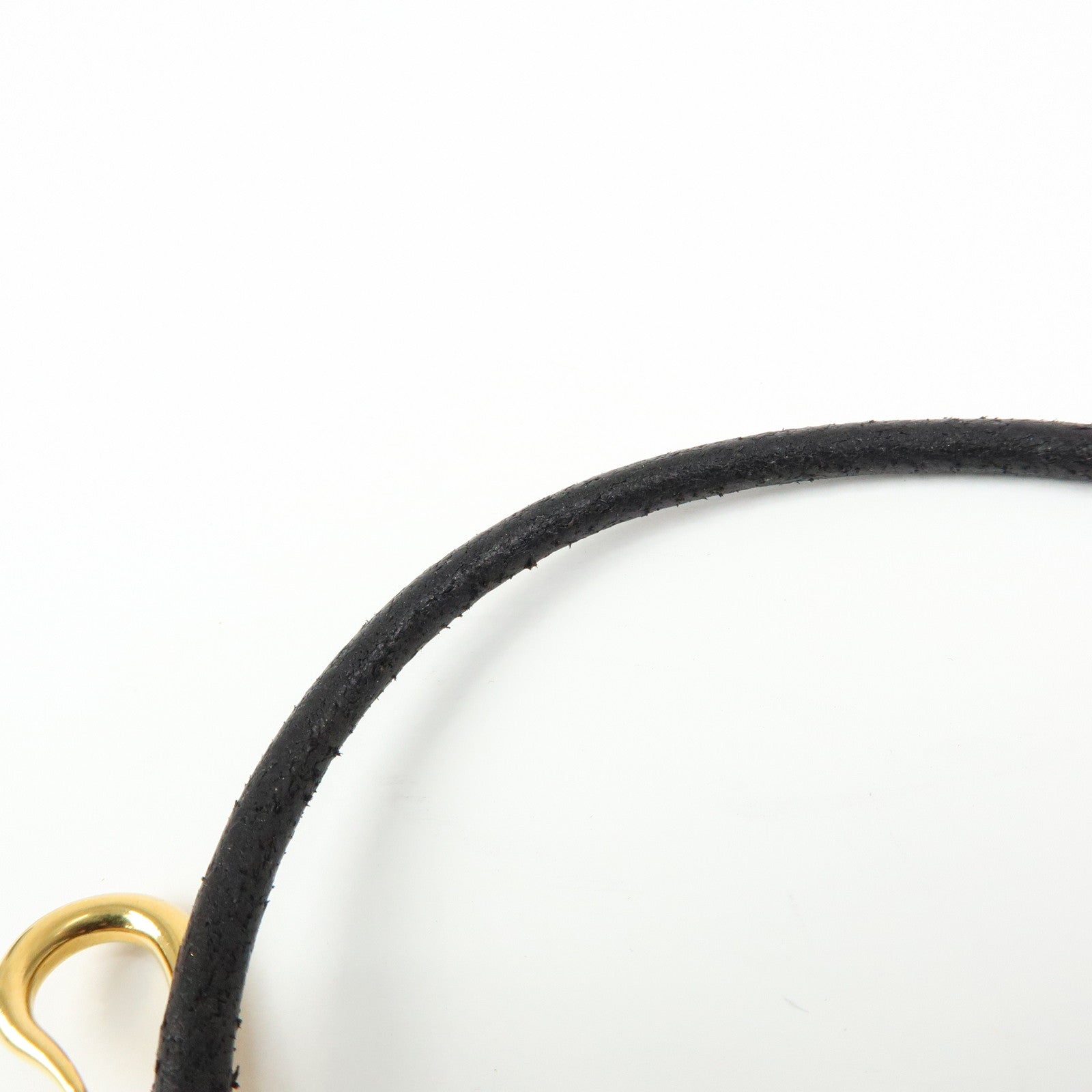 HERMES Jumbo Choker Leather Metal Bracelet Black Gold