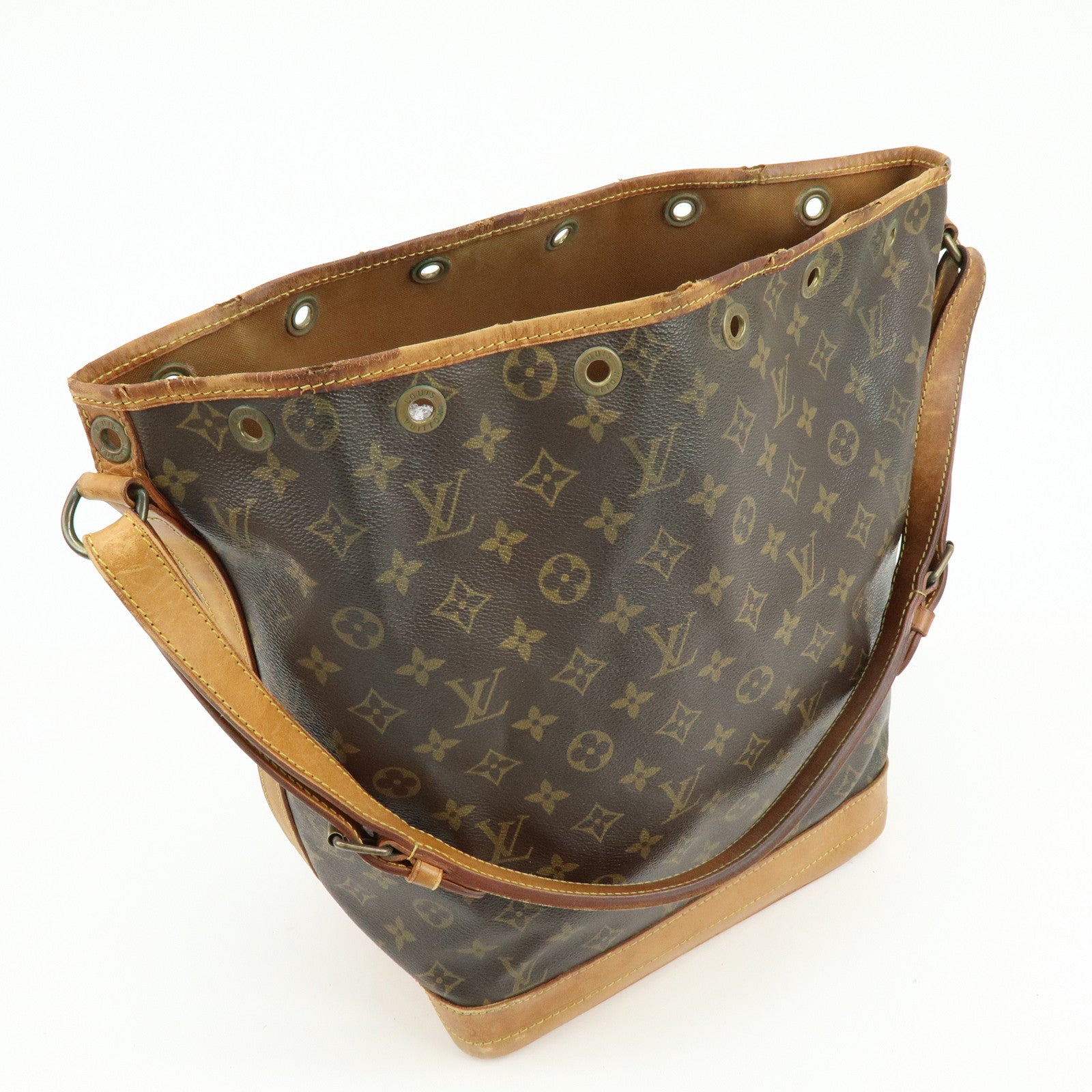 Louis Vuitton Monogram Noe Canvas Leather Shoulder Bag Brown M42224