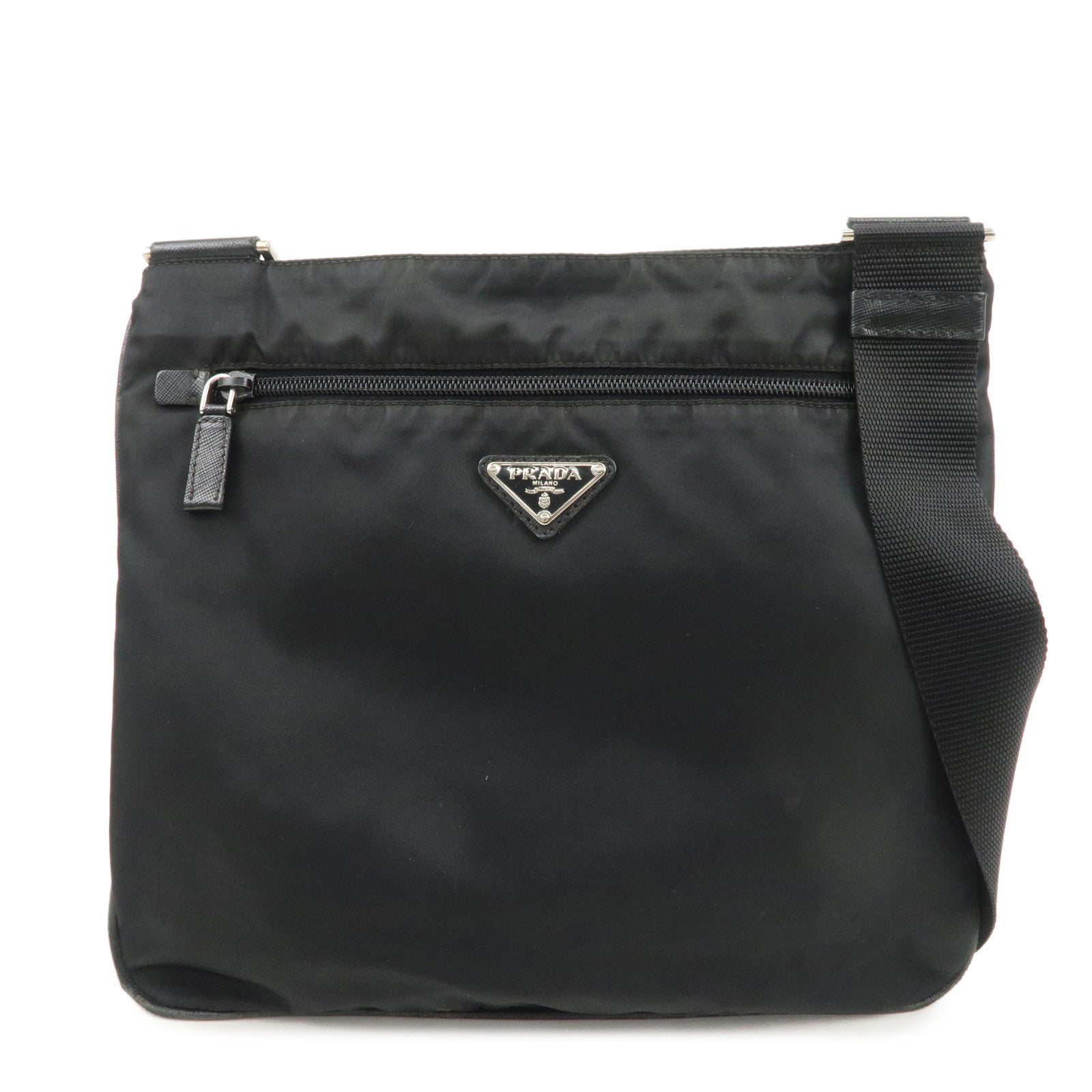 PRADA Triangle Logo Nylon Shoulder Bag Crossbody Bag Black