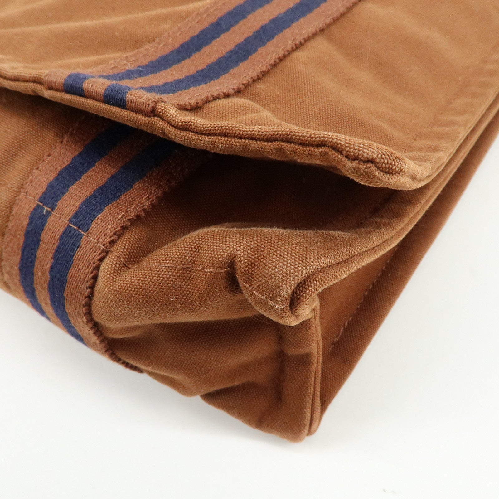 HERMES Basas MM Fourre Toute Canvas Shoulder Bag Brown