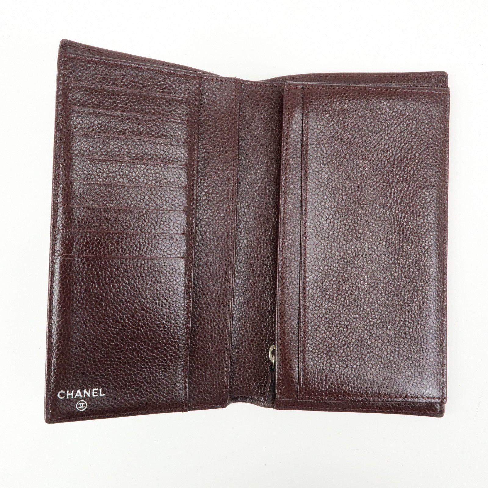 CHANEL COCO Mark Caviarskin Flap Bi-fold Long Wallet Brown