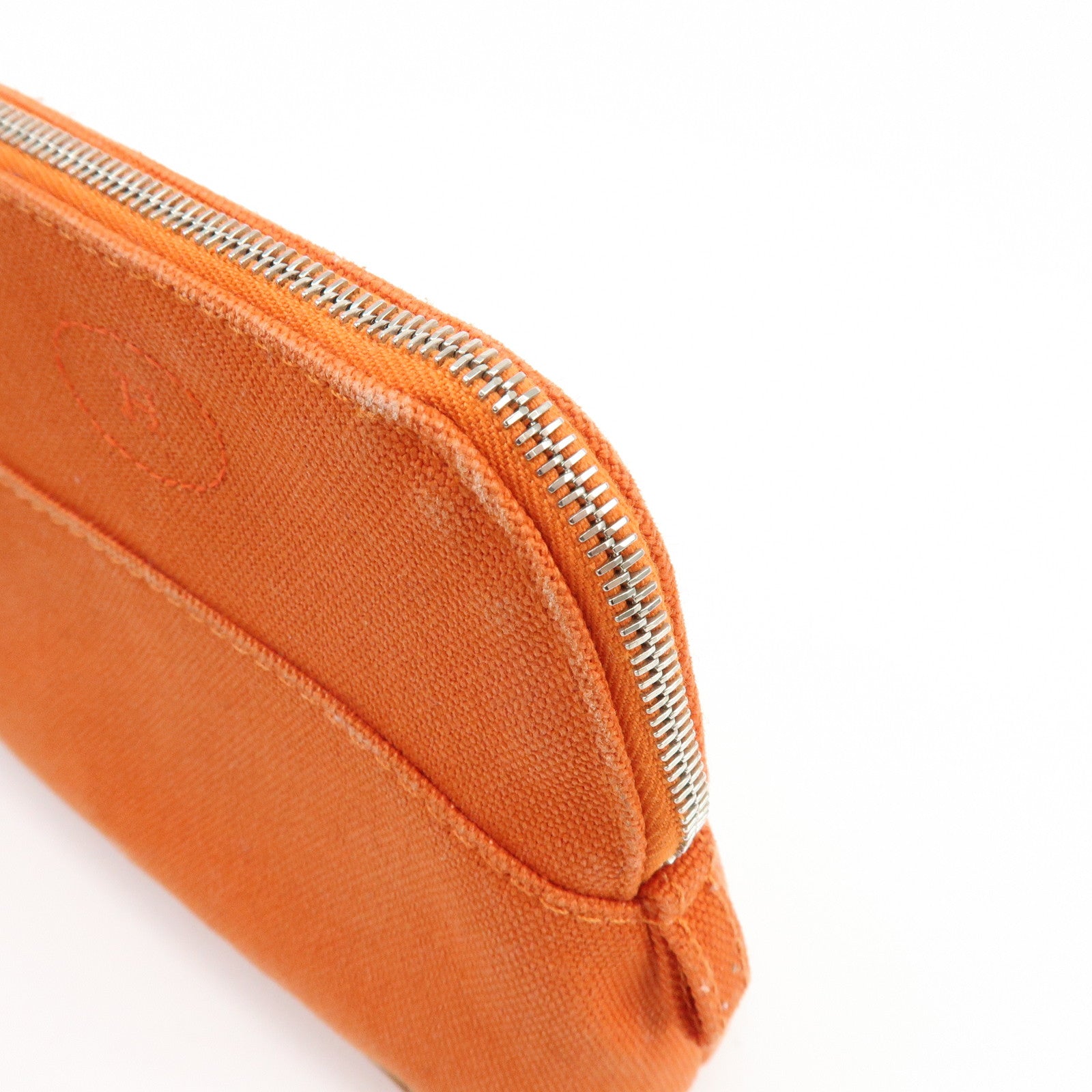HERMES Bolide Mini Mini 16 Canvas Leather Cosmetic Pouch Orange