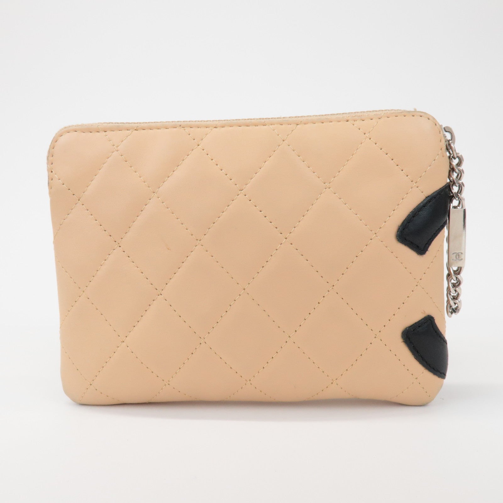 CHANEL Cambon Line Coco Mark Lambskin Cosmetic Pouch