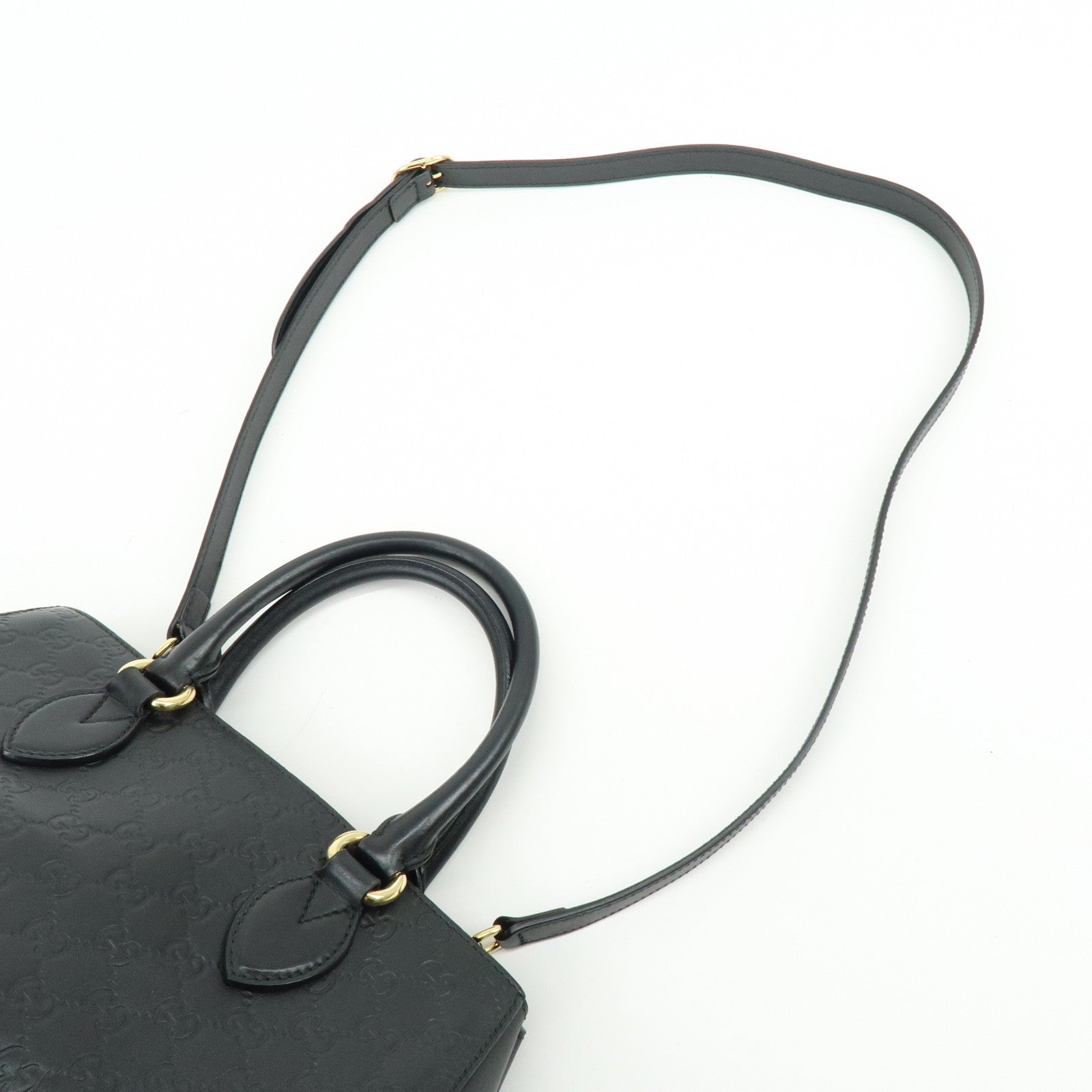 GUCCI Guccissima Leather 2Way Bag Hand Shoulder Bag Black 453704