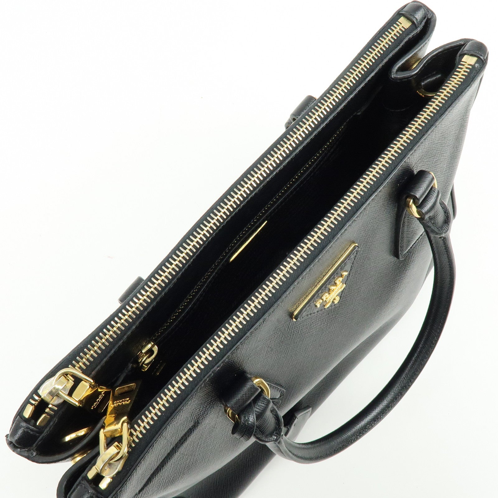 PRADA Traingle Logo Galleria Saffiano Leather 2Way Hand Bag 1BA863