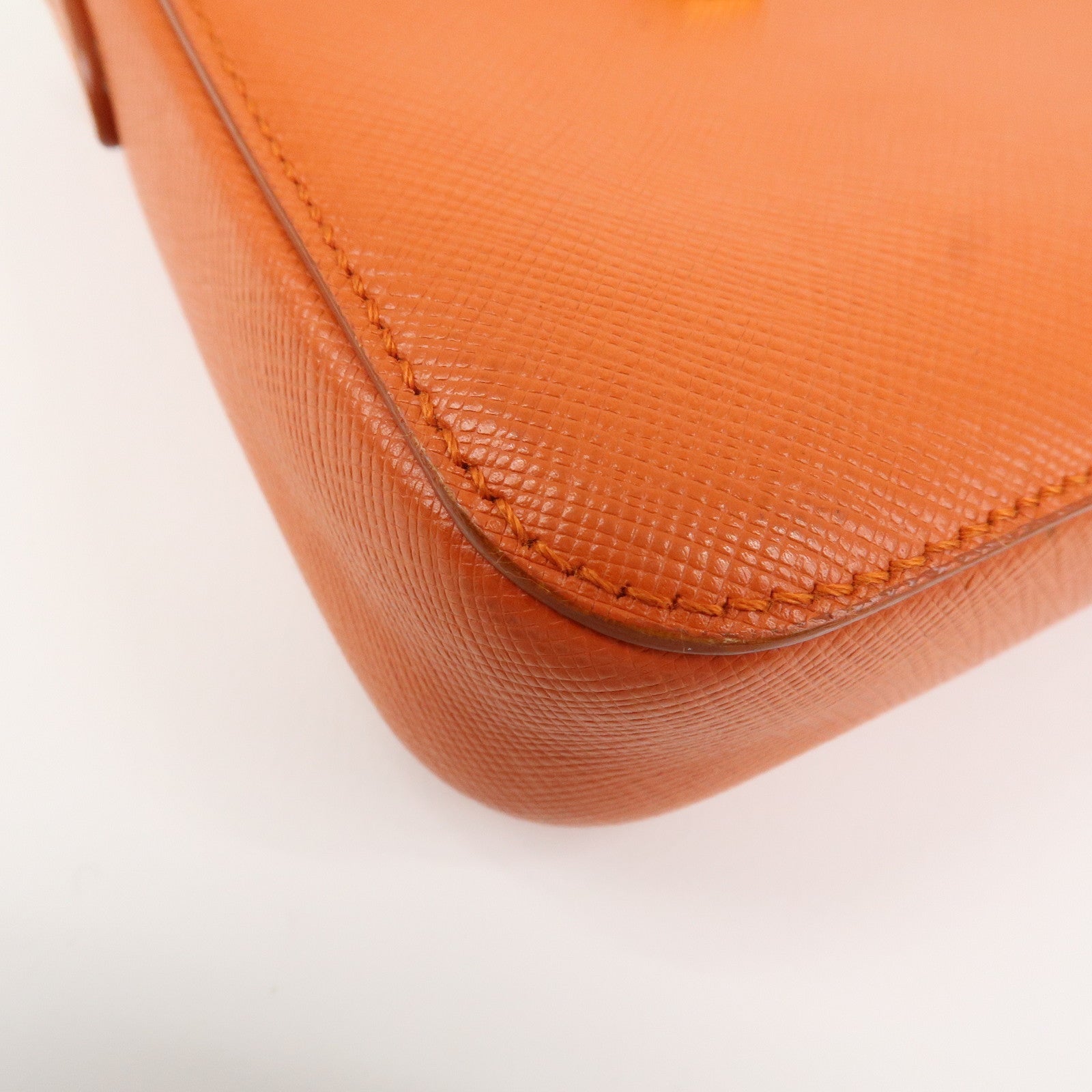 PRADA Logo Leather Shoulder Bag Crossbody Bag Orange BT0834