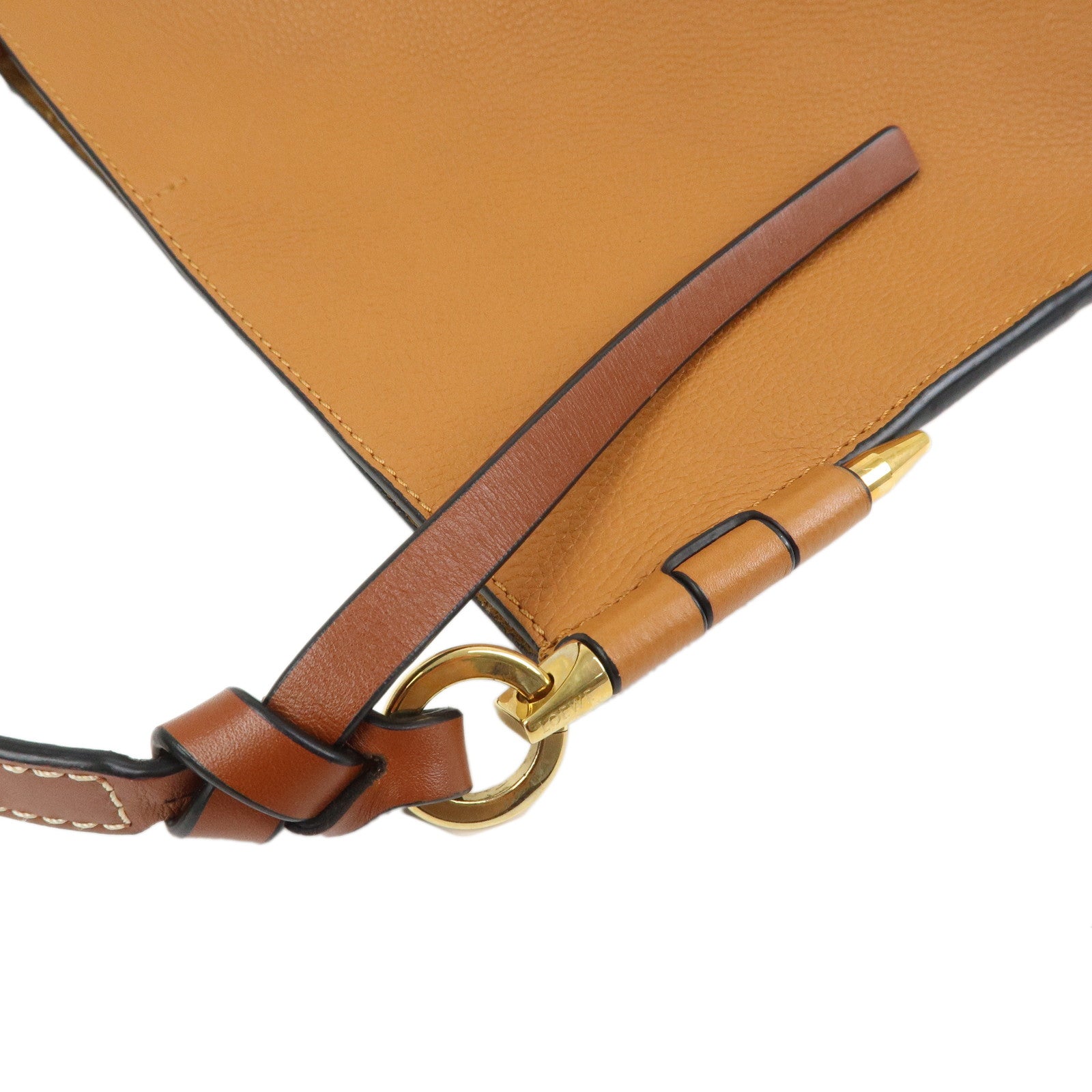 LOEWE Anagram Calf Leather Gate Bag Bucket Small Shoulder Bag Brown