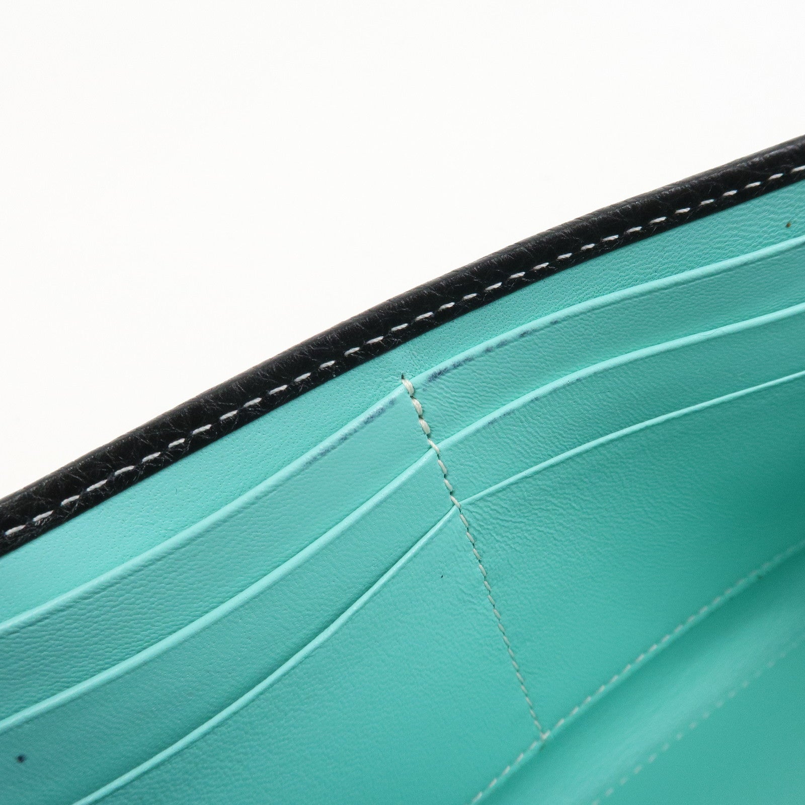 Tiffany & Co Leather Chain Long Wallet Shoulder Bag Black