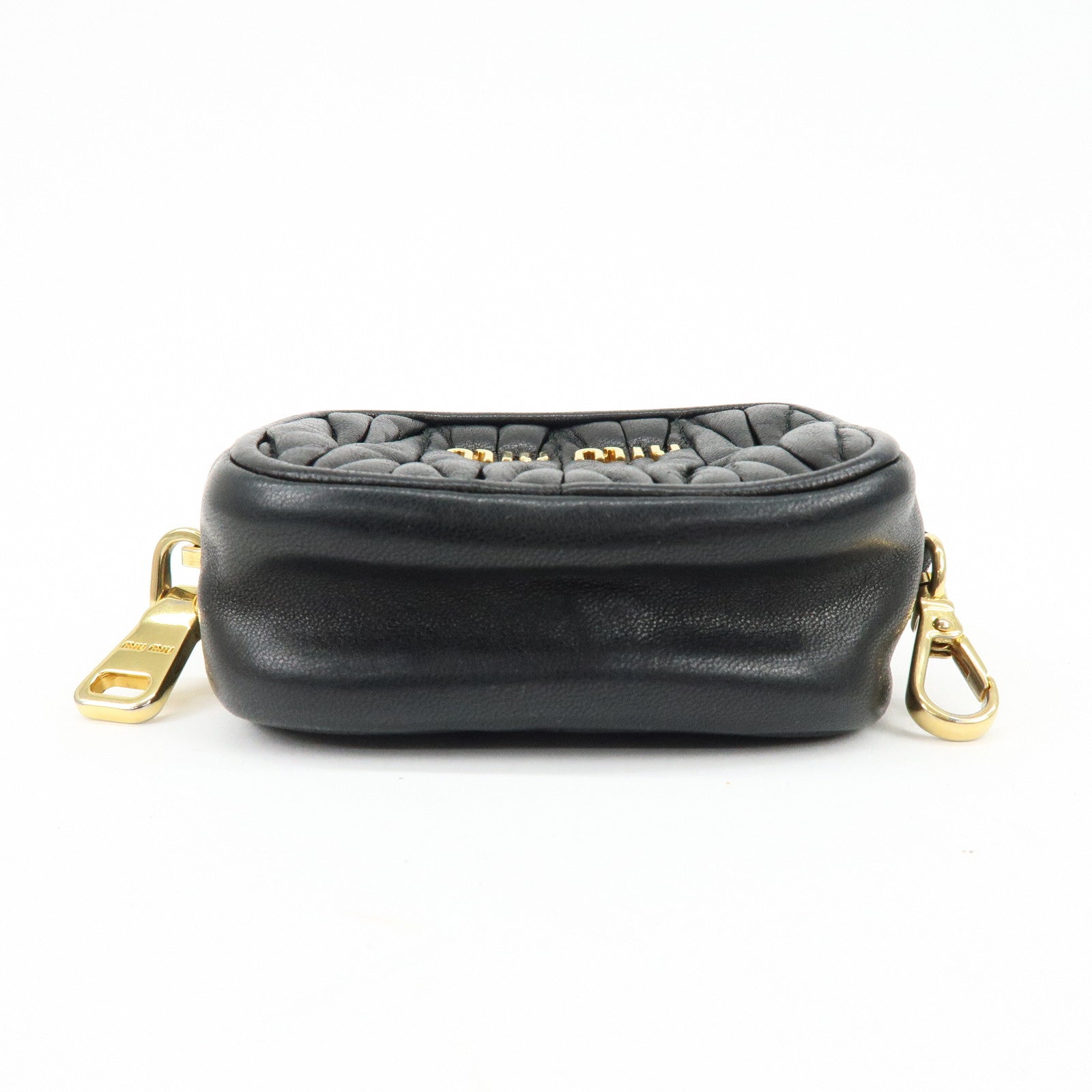 MIU MIU Nappa Leather Bag Charm Pouch Coin Case Black 5M1353