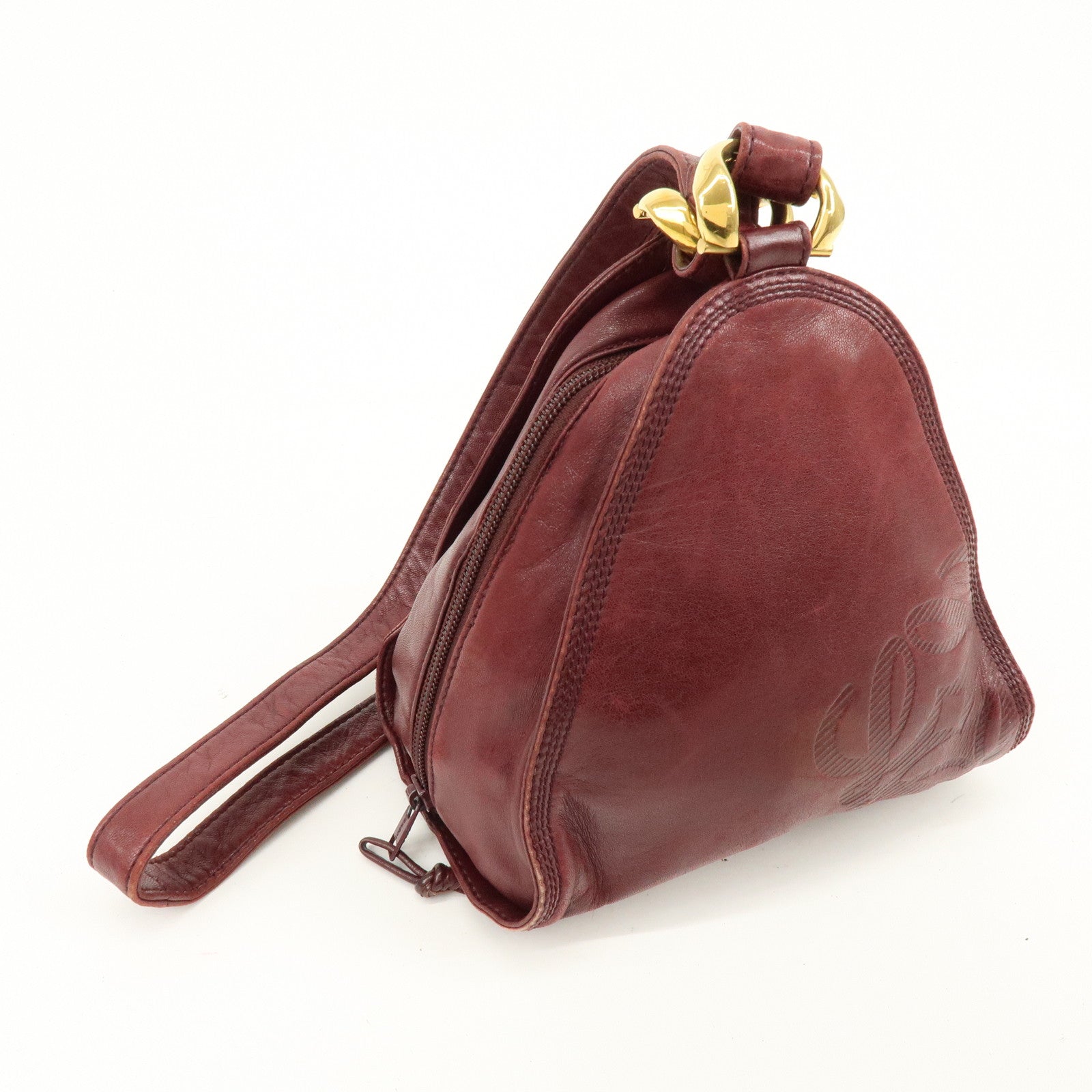 LOEWE Anagram Leather Shoulder Bag Crossbody Bag Bordeaux