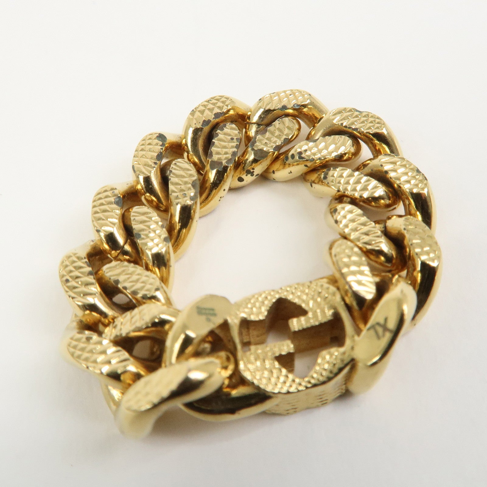 GUCCI Interlocking G Metal Ring XL US10 EU62 HK22 Gold