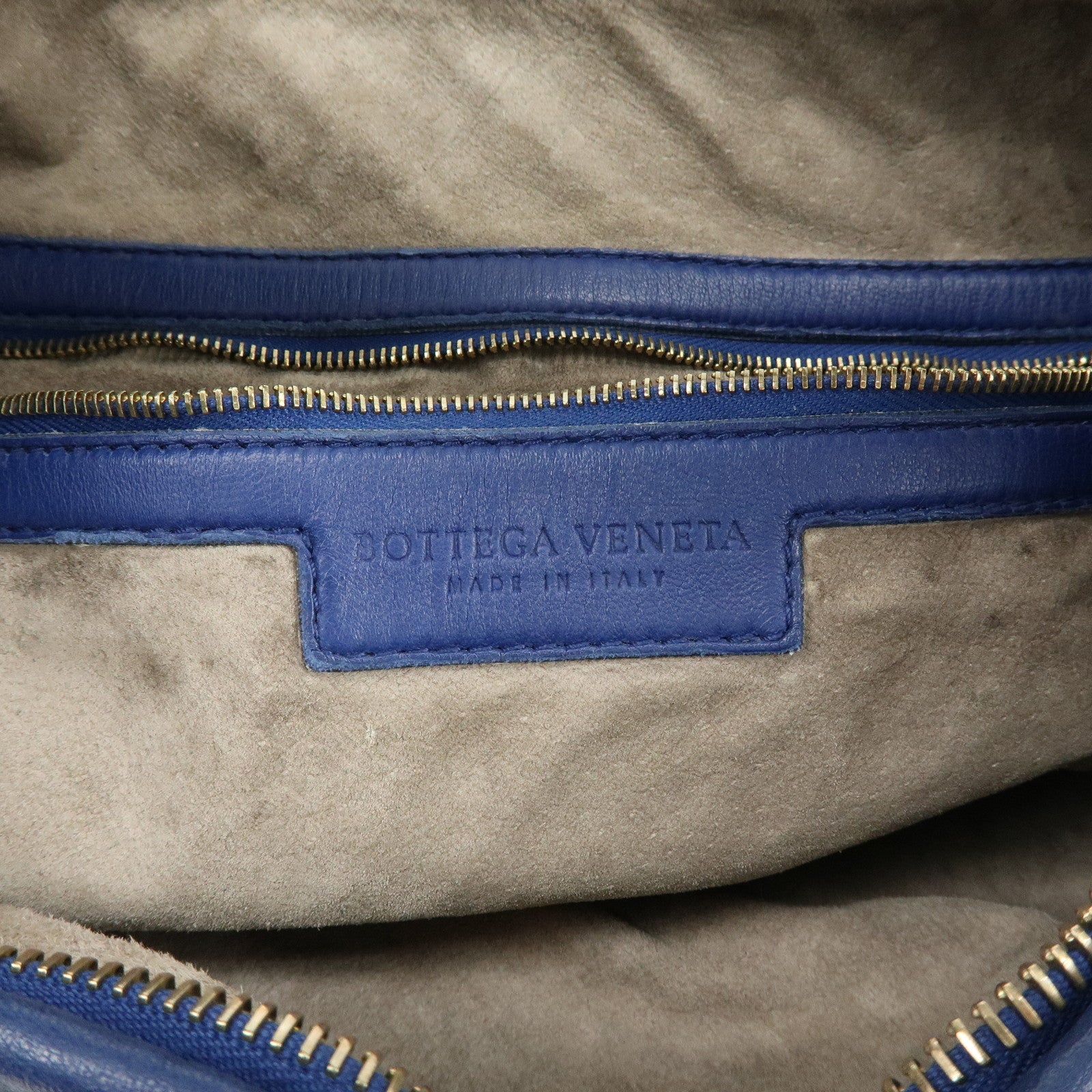 BOTTEGA VENETA Hobo Intrecciato Leather Shoulder Bag Blue 115654