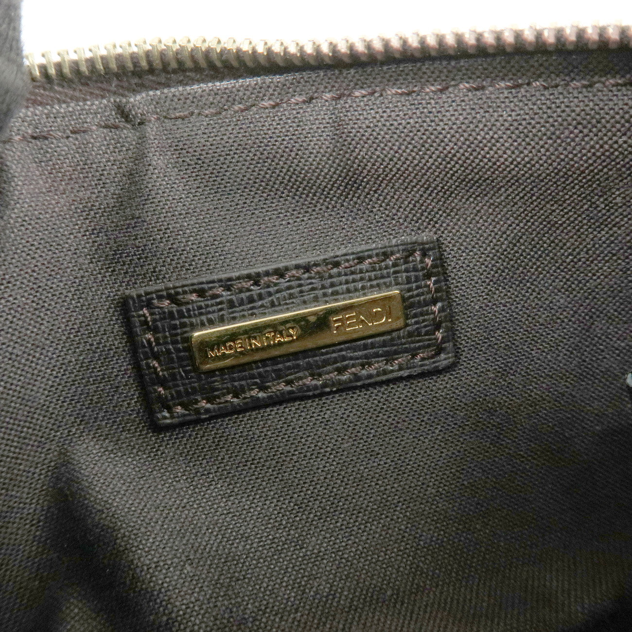 FENDI Zucca Leather PVC Coin Case Key Chain Black Brown 8AP005 Used