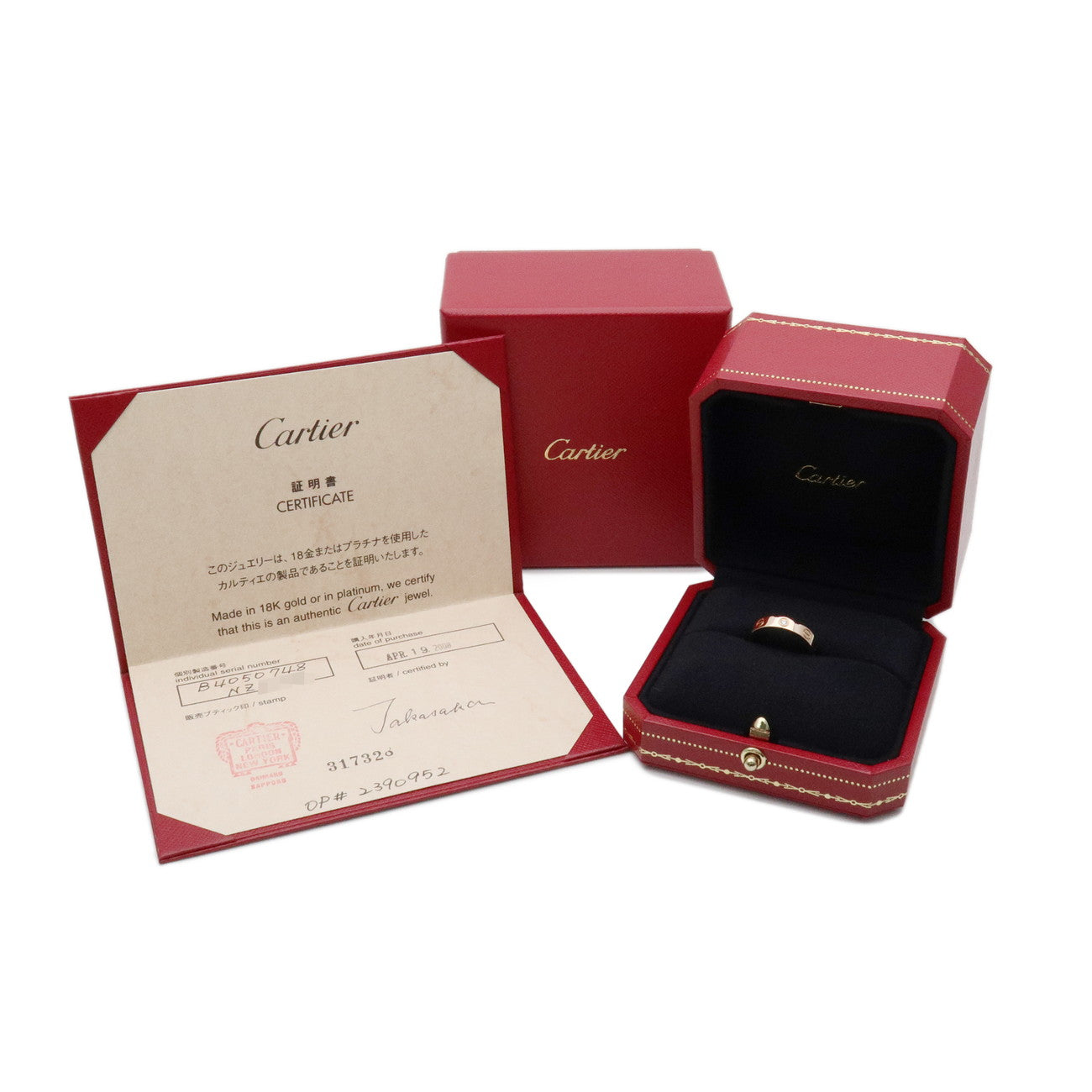 Cartier Mini Love Ring 1P Diamond #48 K18 750PG Rose Gold US4.5