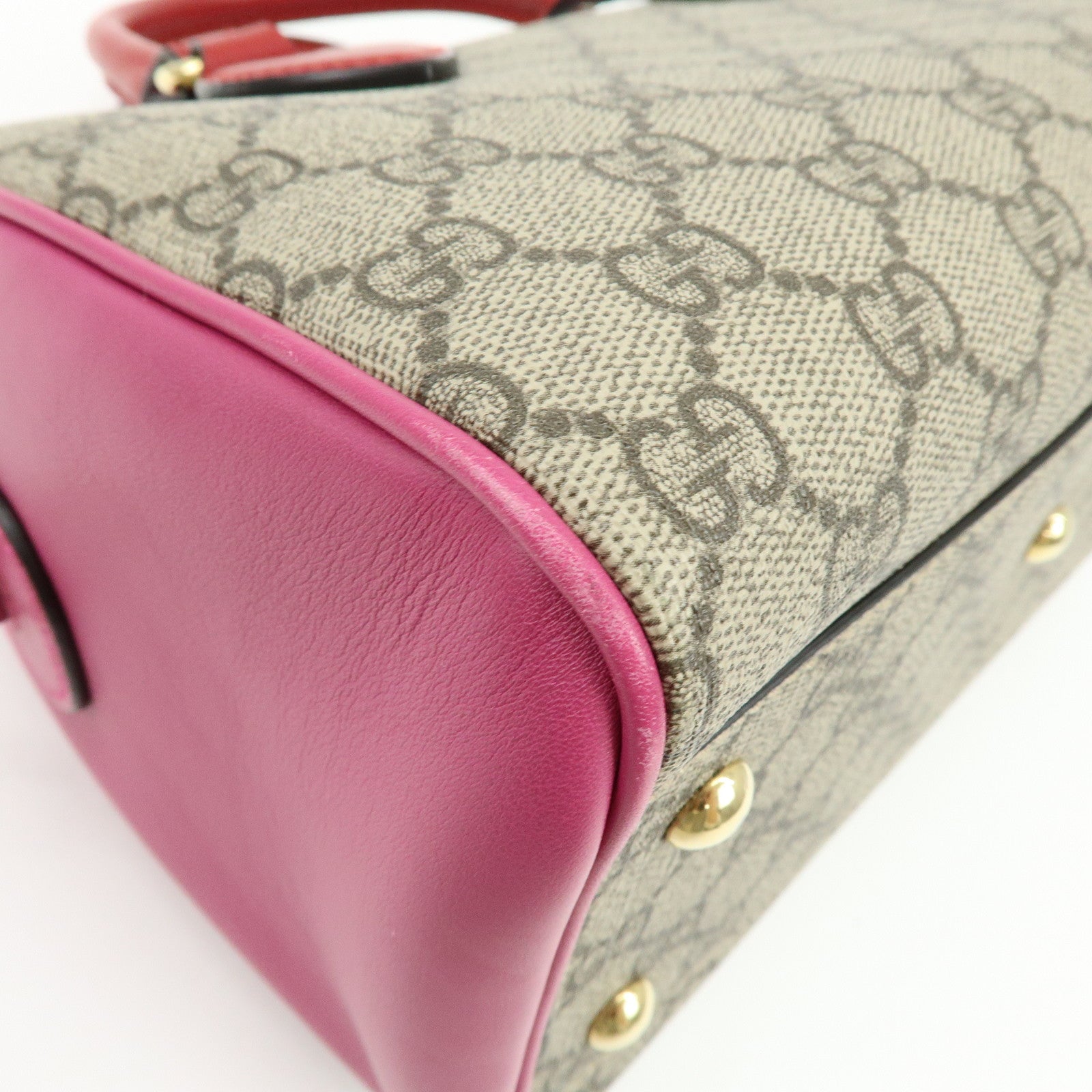 GUCCI GG Supreme Leather 2WAY Shoulder Bag Beige Red Pink 409529