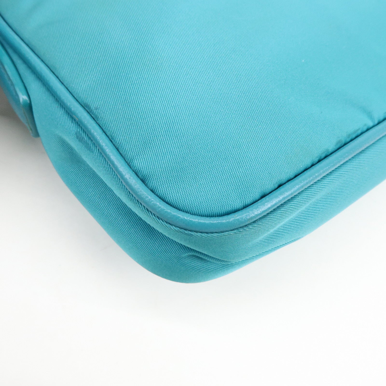 PRADA Triangle Logo Nylon Saffiano Leather Shoulder Bag Blue