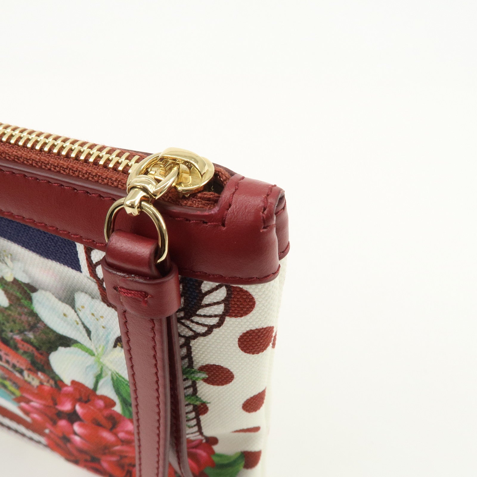 DOLCE&GABBANA Clutch Bag Flower Betterfly City Scape Bordeaux