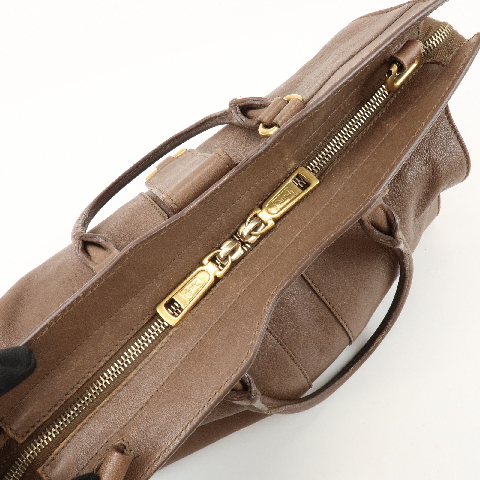 SAINT LAURENT PARIS Cabas Chyc Leather 2Way Bag Hand Bag Brown