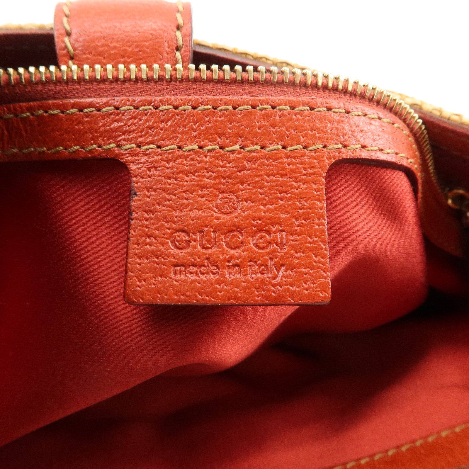 GUCCI New Jackie Raffia Leather Shoulder Bag Natural Orange 140040