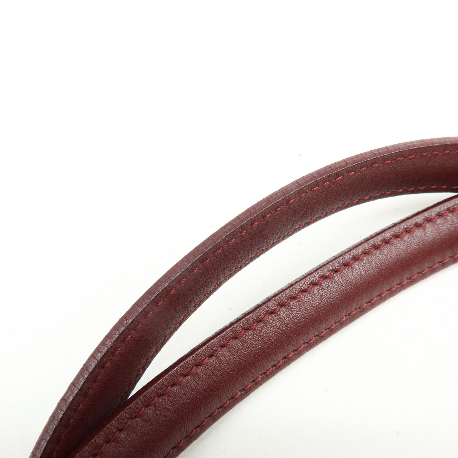 Cartier Cabochon Leather Hand Bag Tote Bag Wine Red