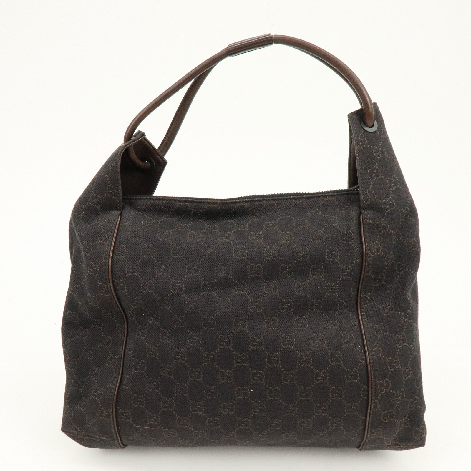 GUCCI GG Denim Leather Shoulder Bag Hand Bag Dark Brown 101292