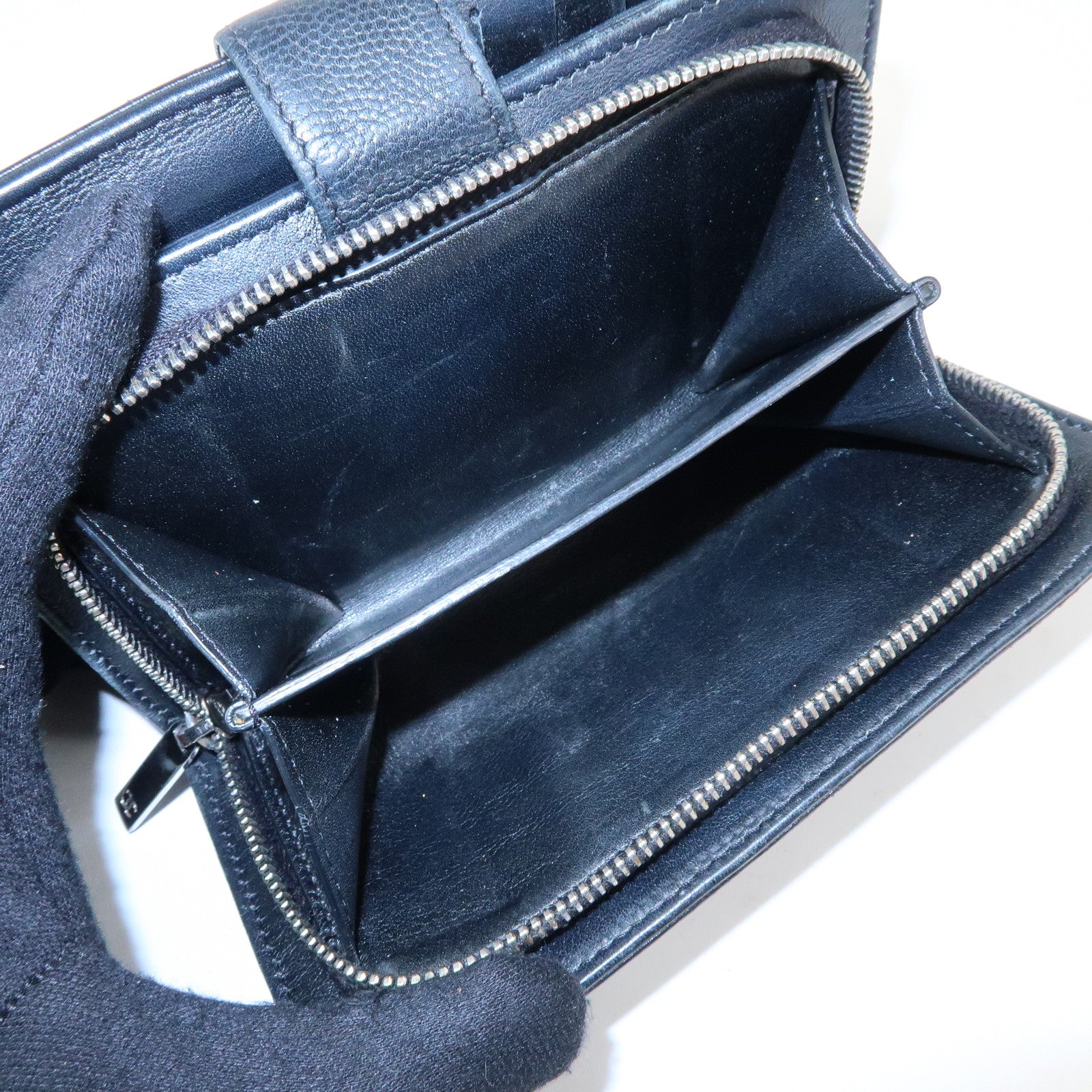CHANEL COCO Mark Caviarskin Bi-fold Compact Wallet Black