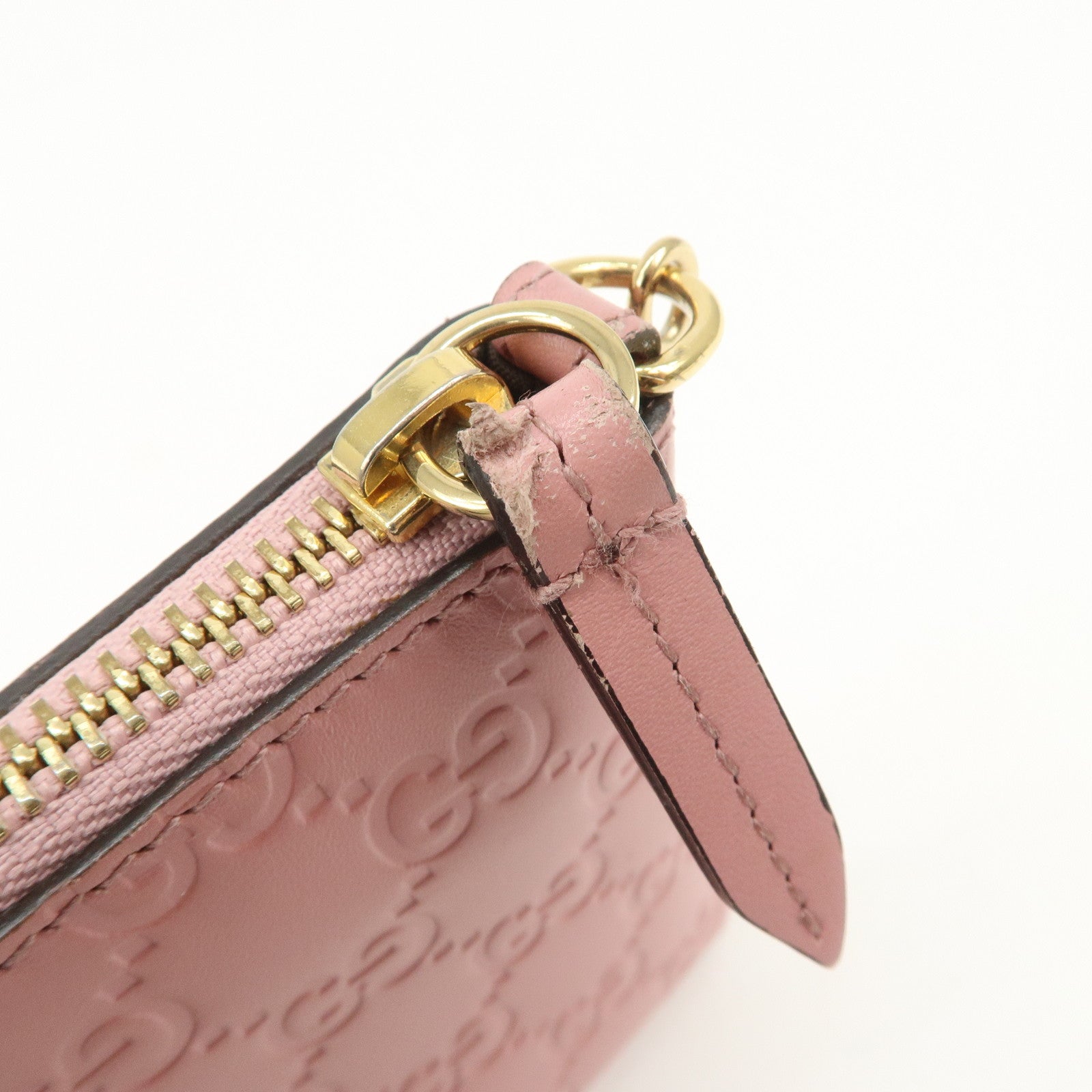 GUCCI Guccissima Leather Logo Chain Shoulder Bag Pink 428449