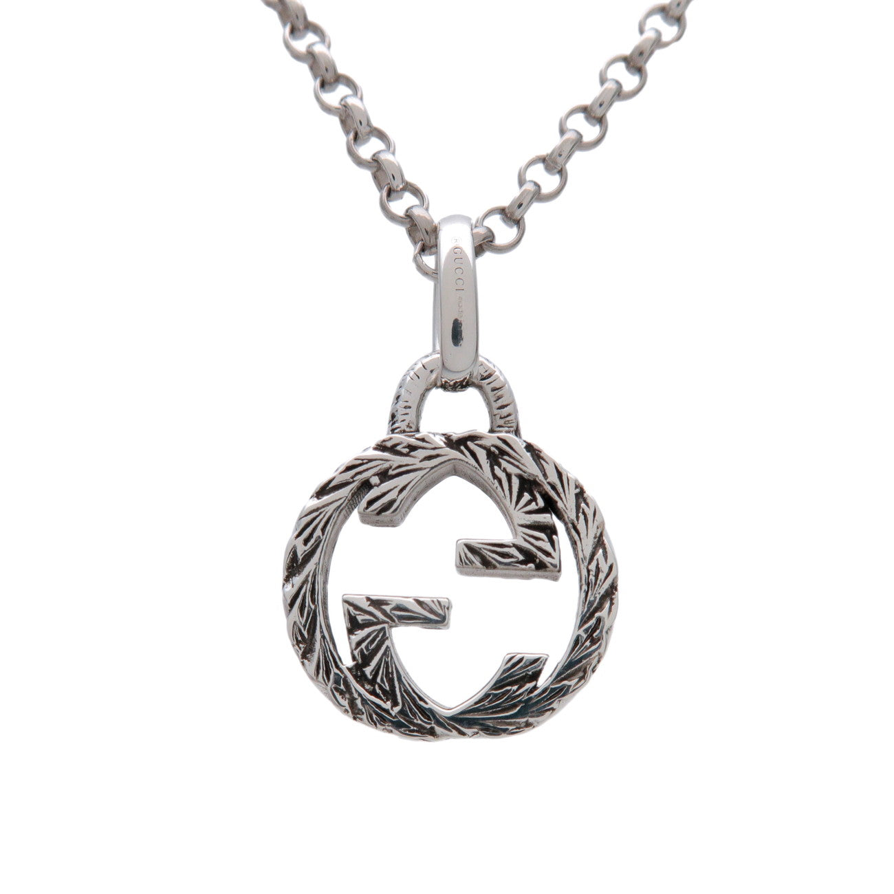 GUCCI Interlocking G Arabesque Chain Necklace SV925 Silver