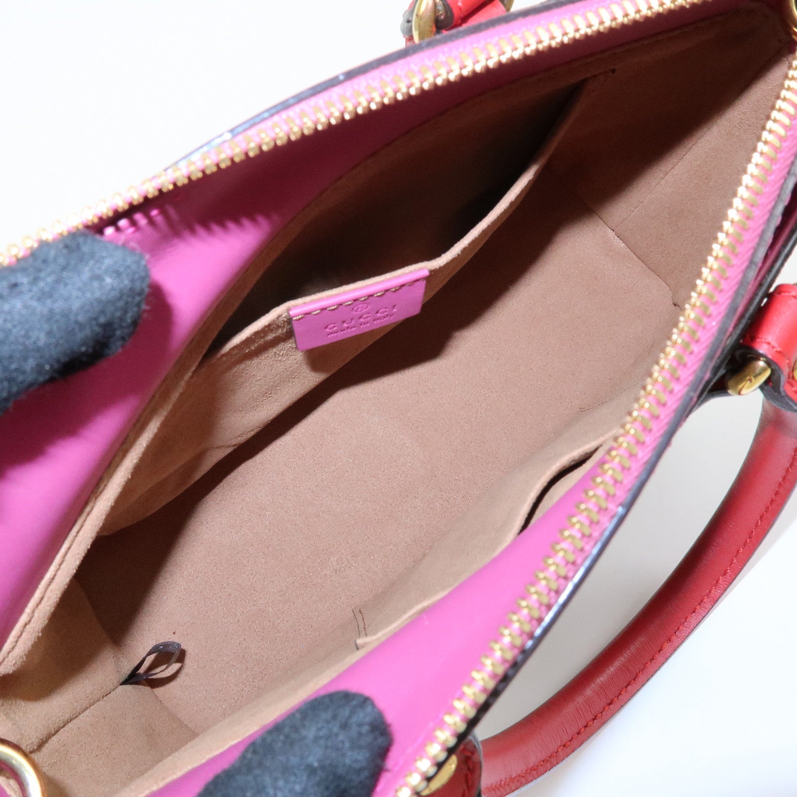 GUCCI GG Supreme Leather 2Way Bag Hand Bag Beige Pink Red 453177