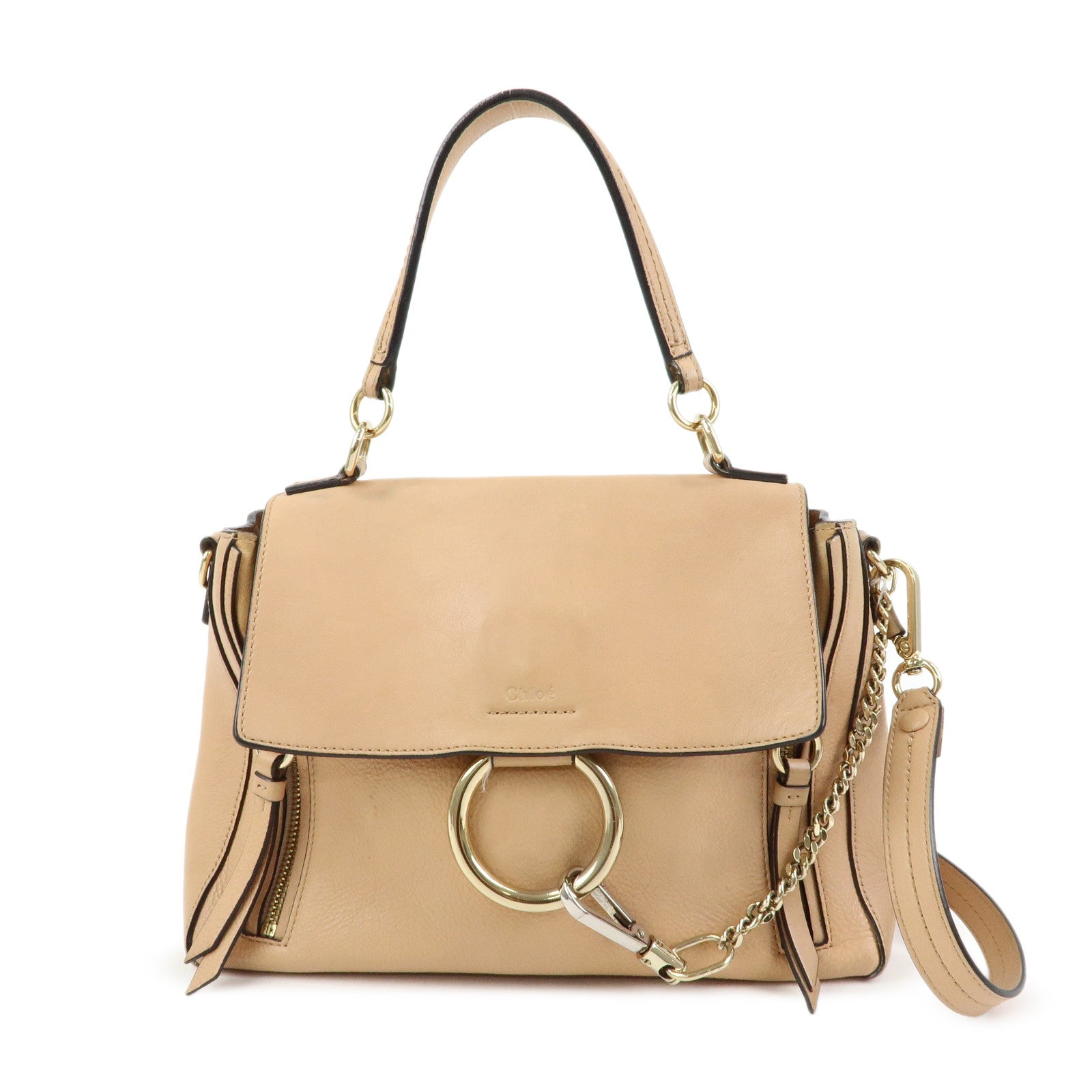 Chloe Leather 2Way Bag Shoulder Bag Hand Bag Beige Authentic Used F/S