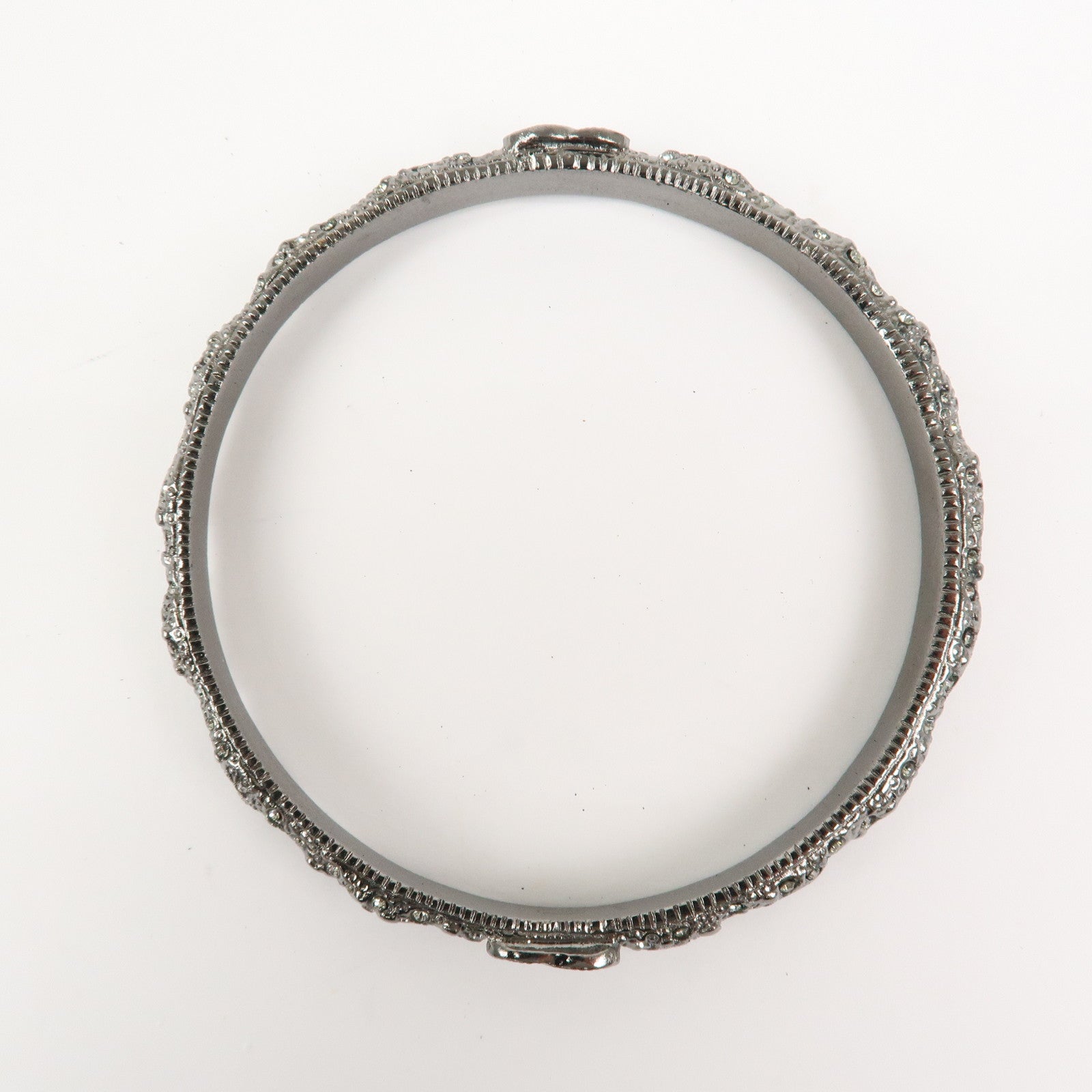 CHANEL COCO Mark Bangle Bracelet Metal Silver Grey