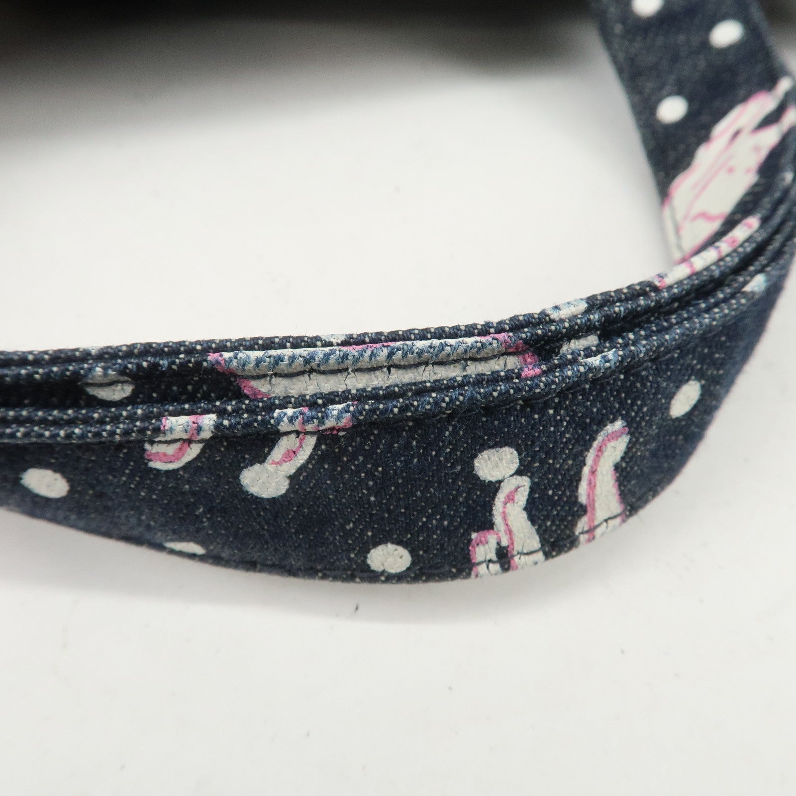 MIU MIU Cats & Dots Print Denim 2Way Tote Bag Blue