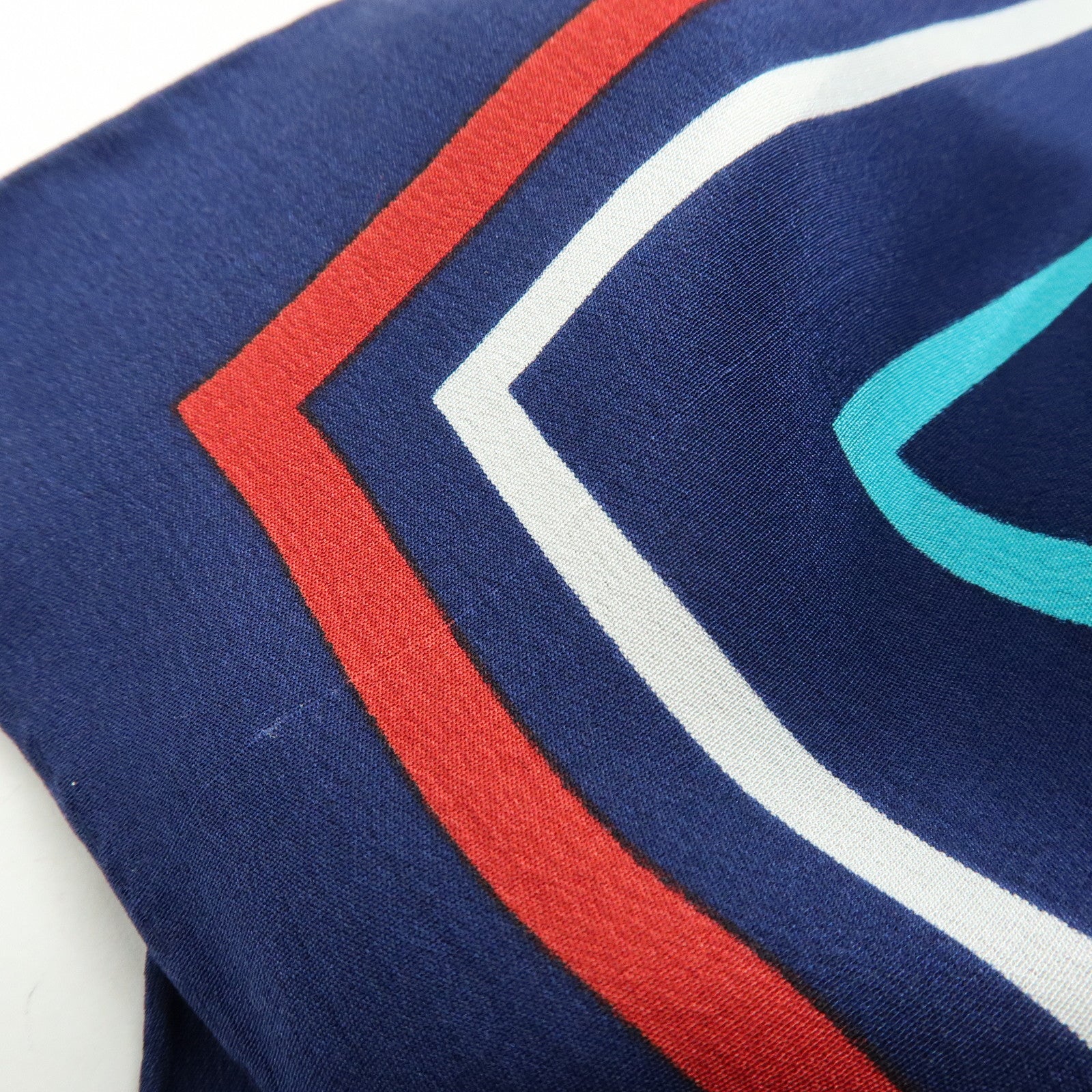Christian Dior Silk 100% Scarf Flower Motif Navy Multicolor