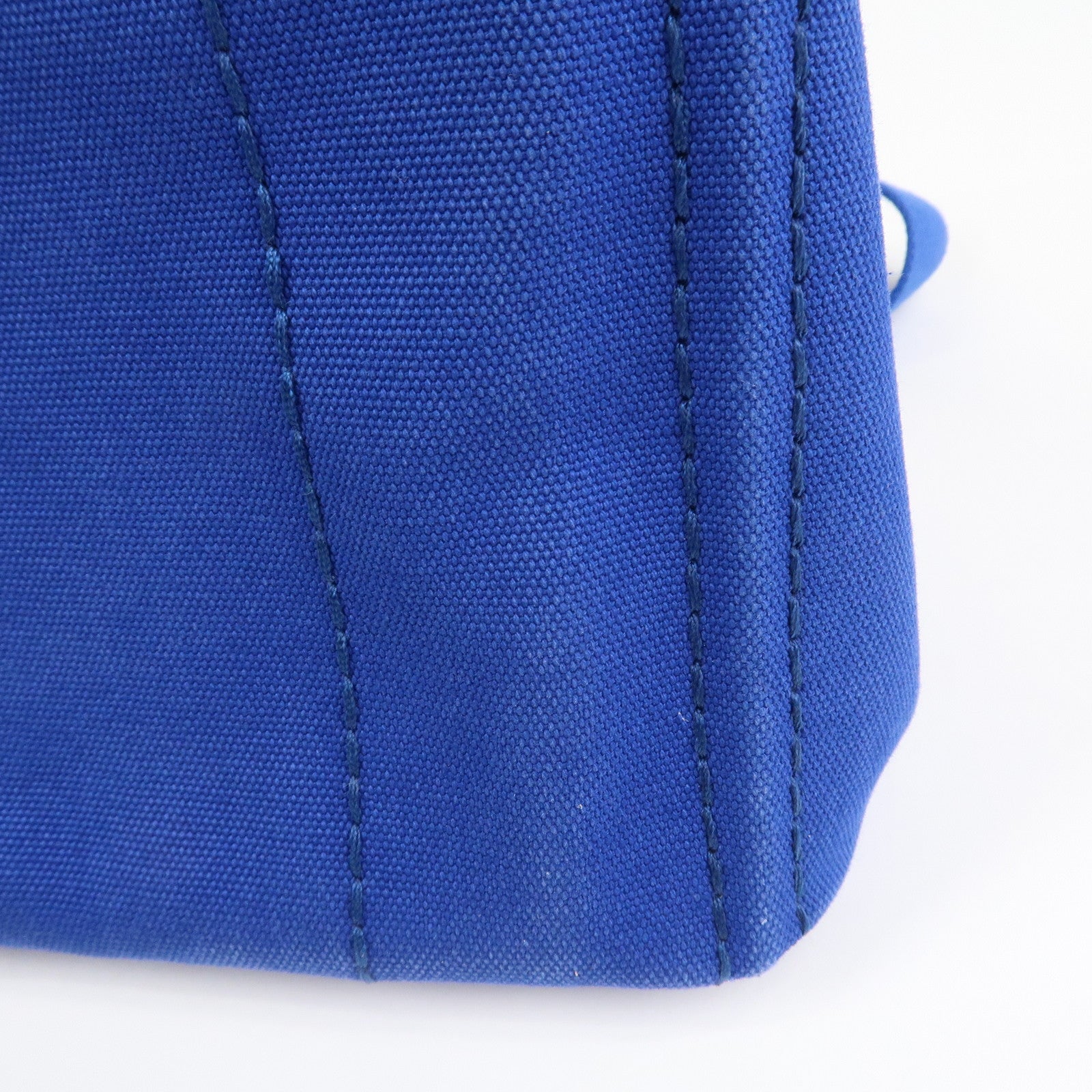 PRADA Logo Canapa Mini Canvas 2Way Tote Shoulder Bag Blue BN2439 Used