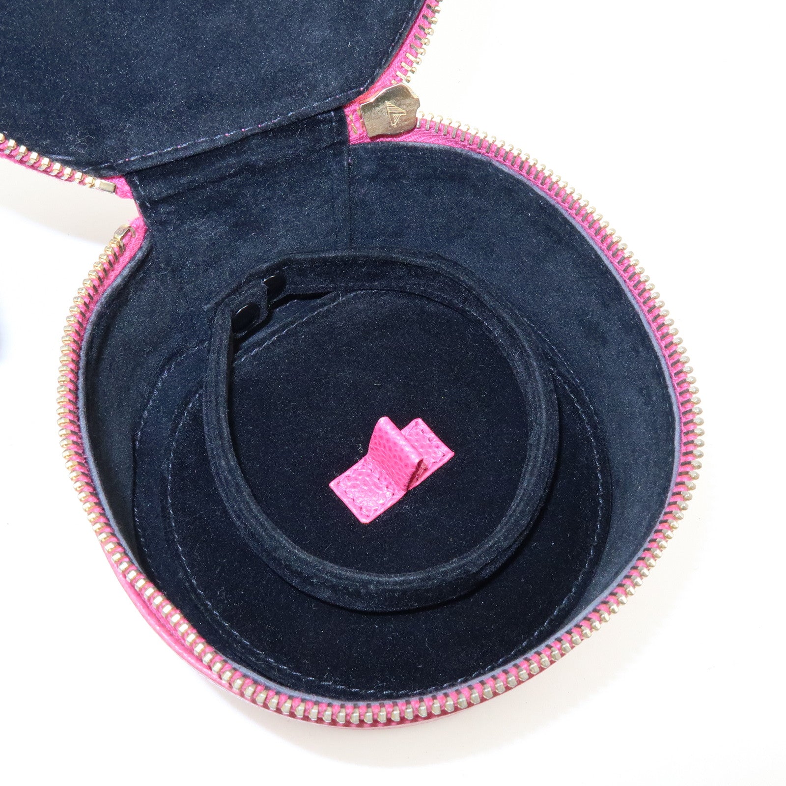 CHANEL Caviarskin Jewelry Case Cosmetic Case Accessory Pouch Pink