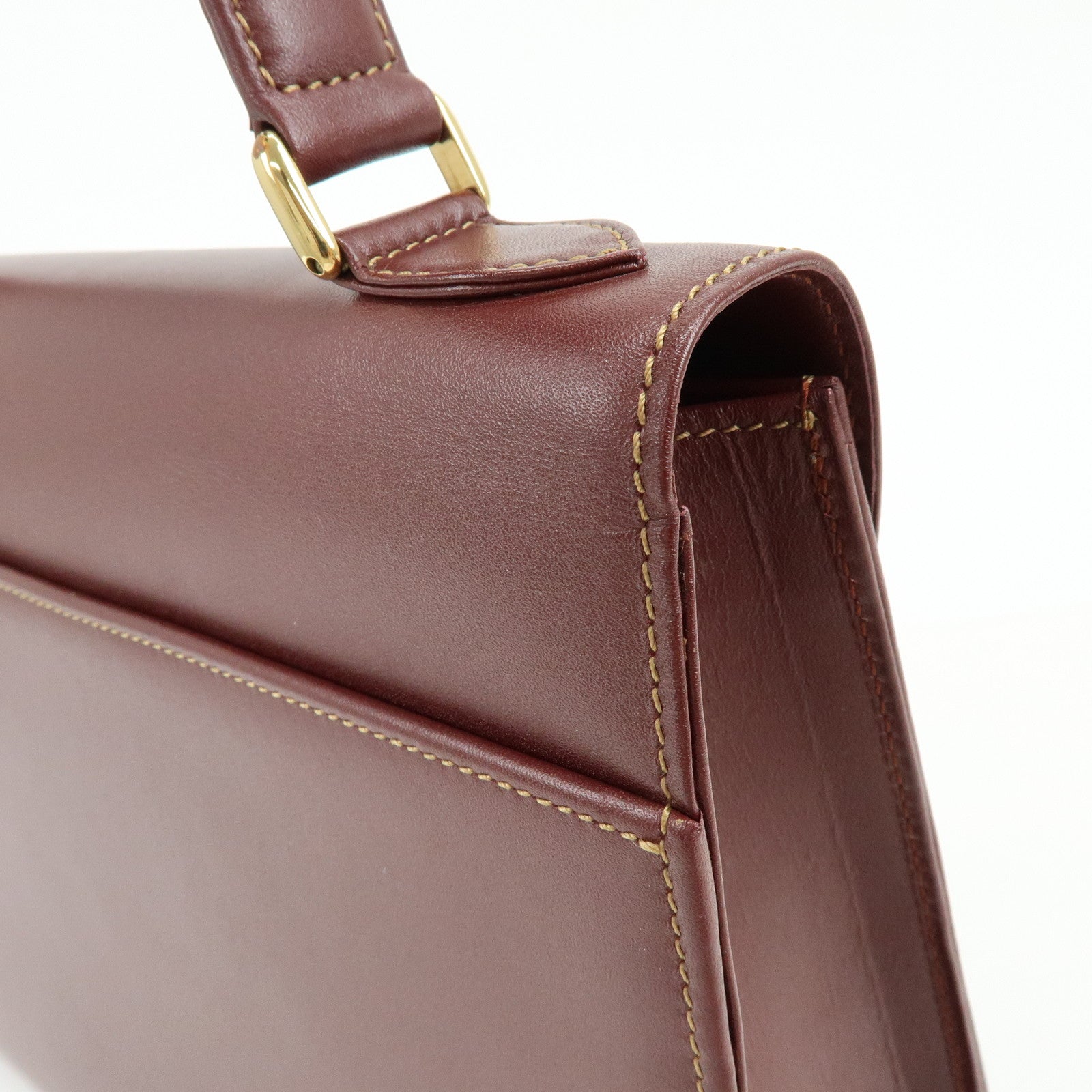 Cartier Must de Cartier Calf Skin Hand Bag Tote Bag Bordeaux