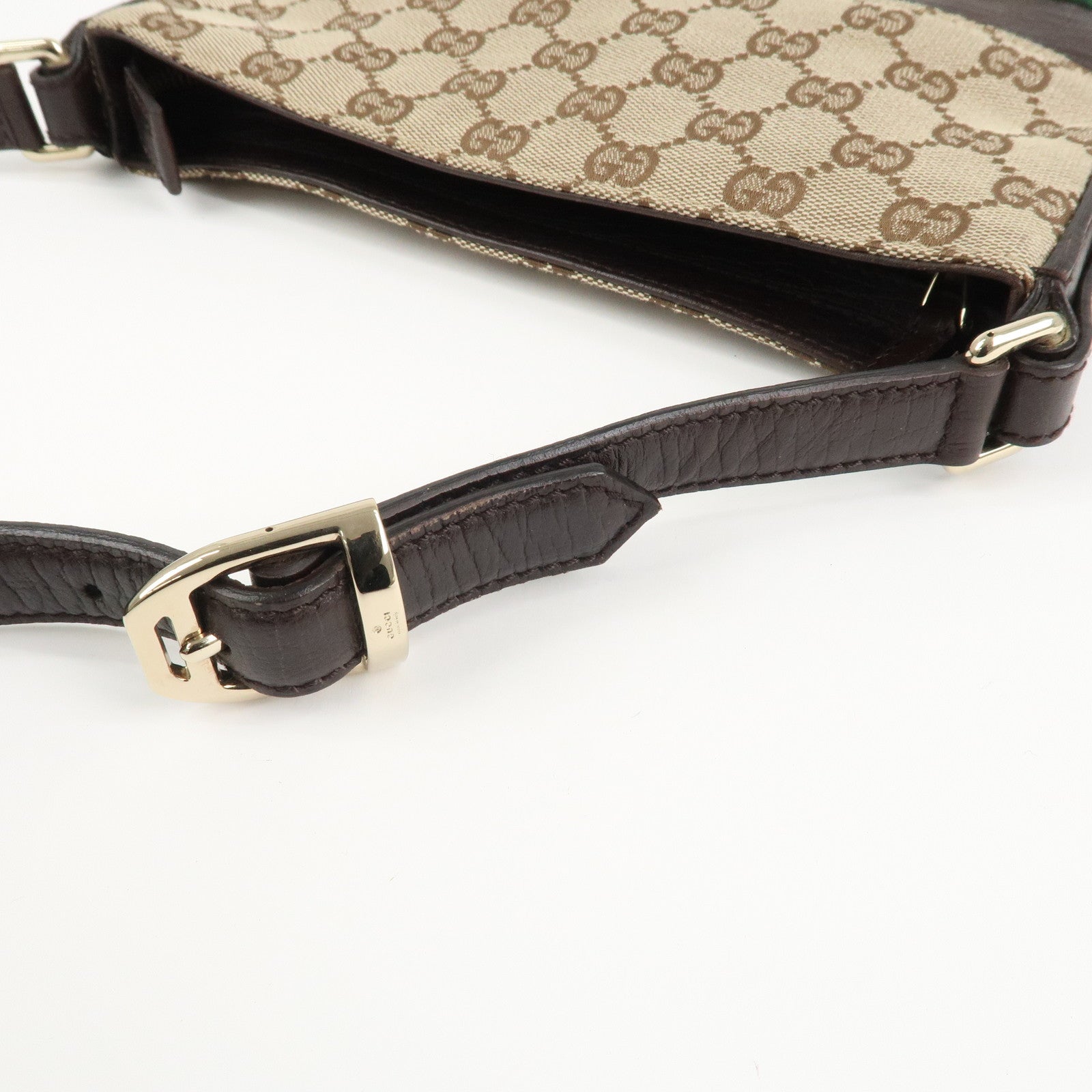 GUCCI Horsebit Sherry GG Canvas Leather Shoulder Bag Brown 17004